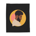 Afro Portrait Velveteen Plush Blanket – Cozy Black Man Silhouette Throw