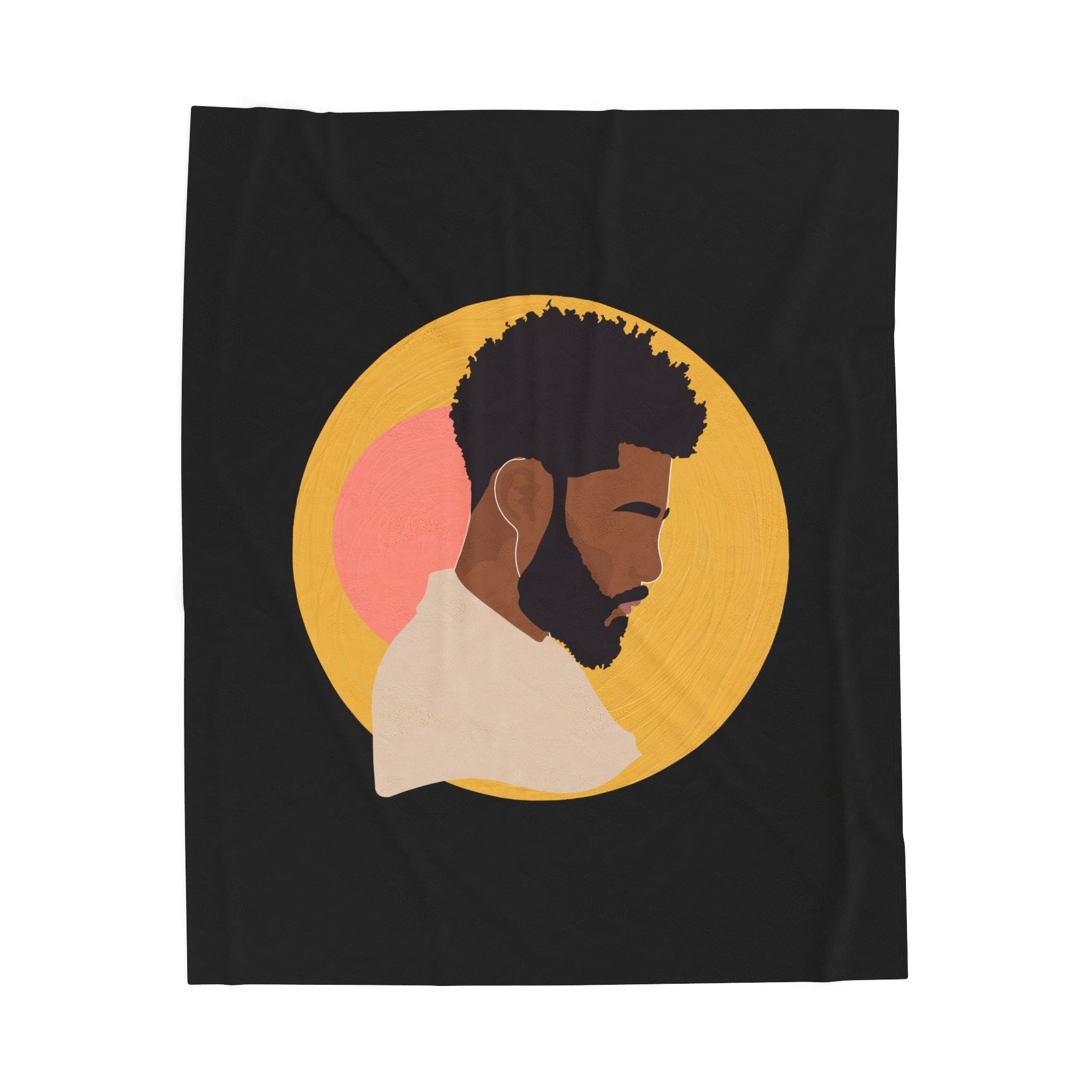Afro Portrait Velveteen Plush Blanket – Cozy Black Man Silhouette Throw