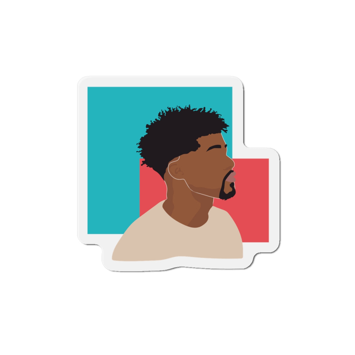 Minimal Afro Male Profile — Die-Cut Magnet
