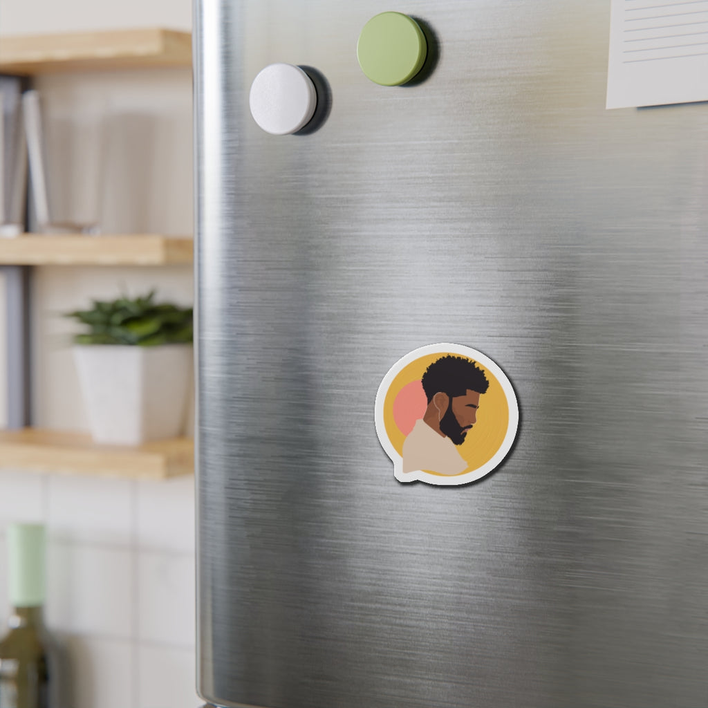 Black Male Silhouette, Warm Sun Background — Magnet