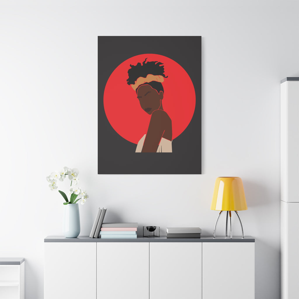Woman Silhouette with Red Sun — Canvas Art