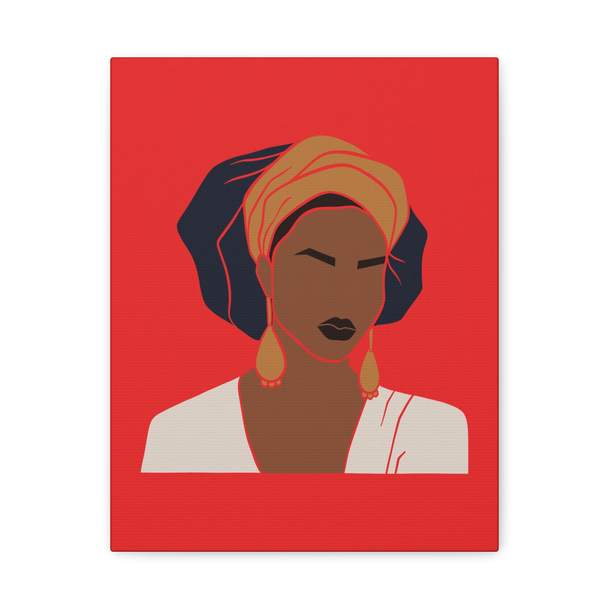 Bold Afrocentric Woman Portrait on Red - Canvas Art