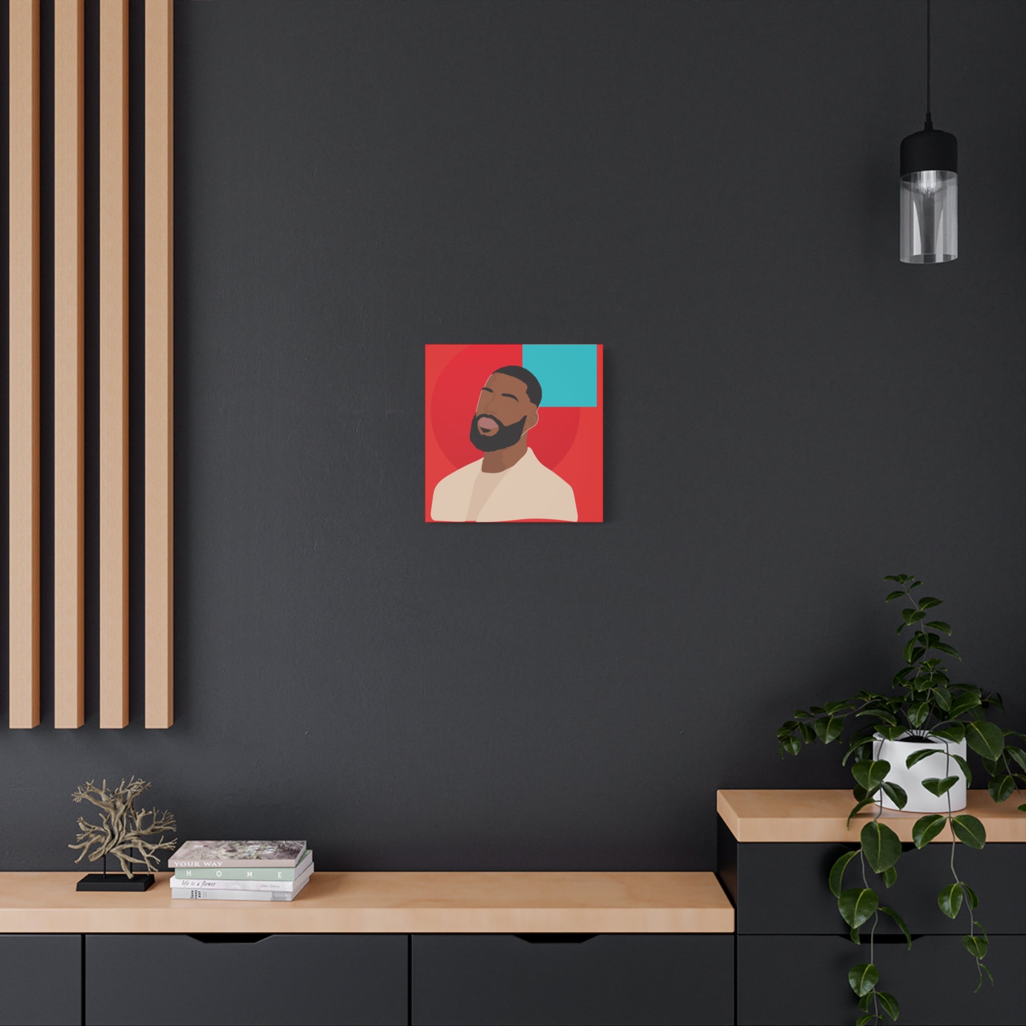 Male Modern Red & Teal — Canvas Art