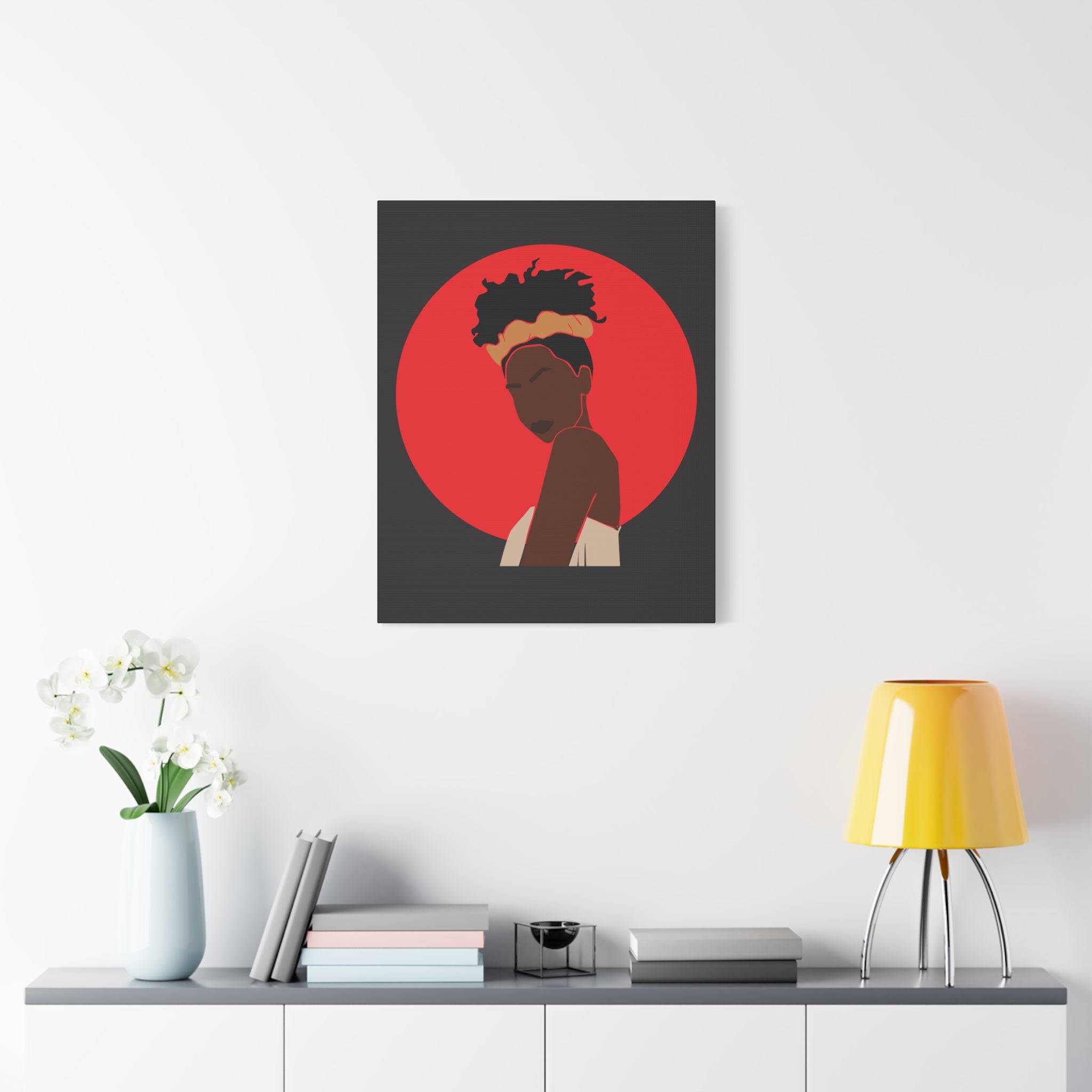 Woman Silhouette with Red Sun — Canvas Art