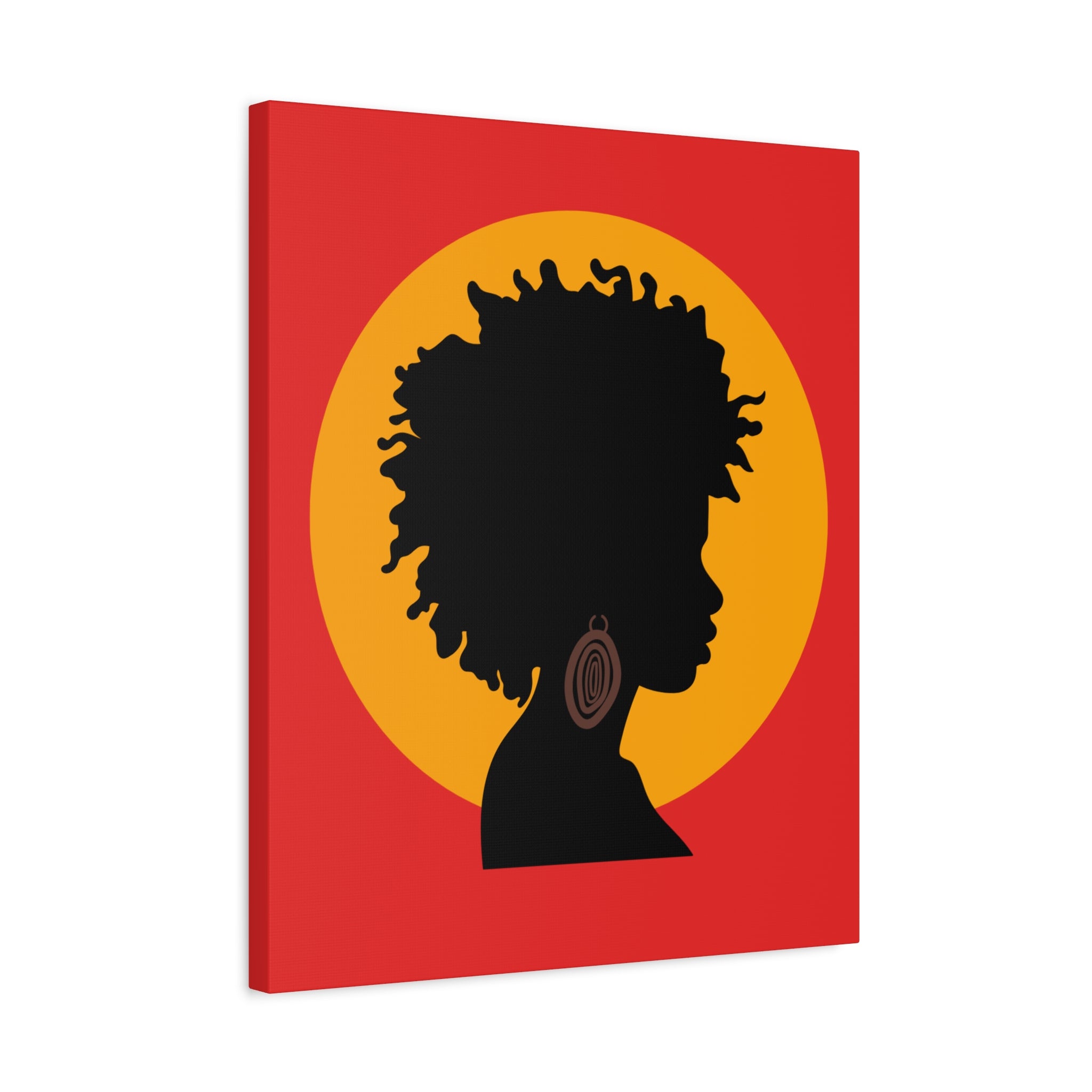Black Woman Profile with Afro & Earring - Canvas Art