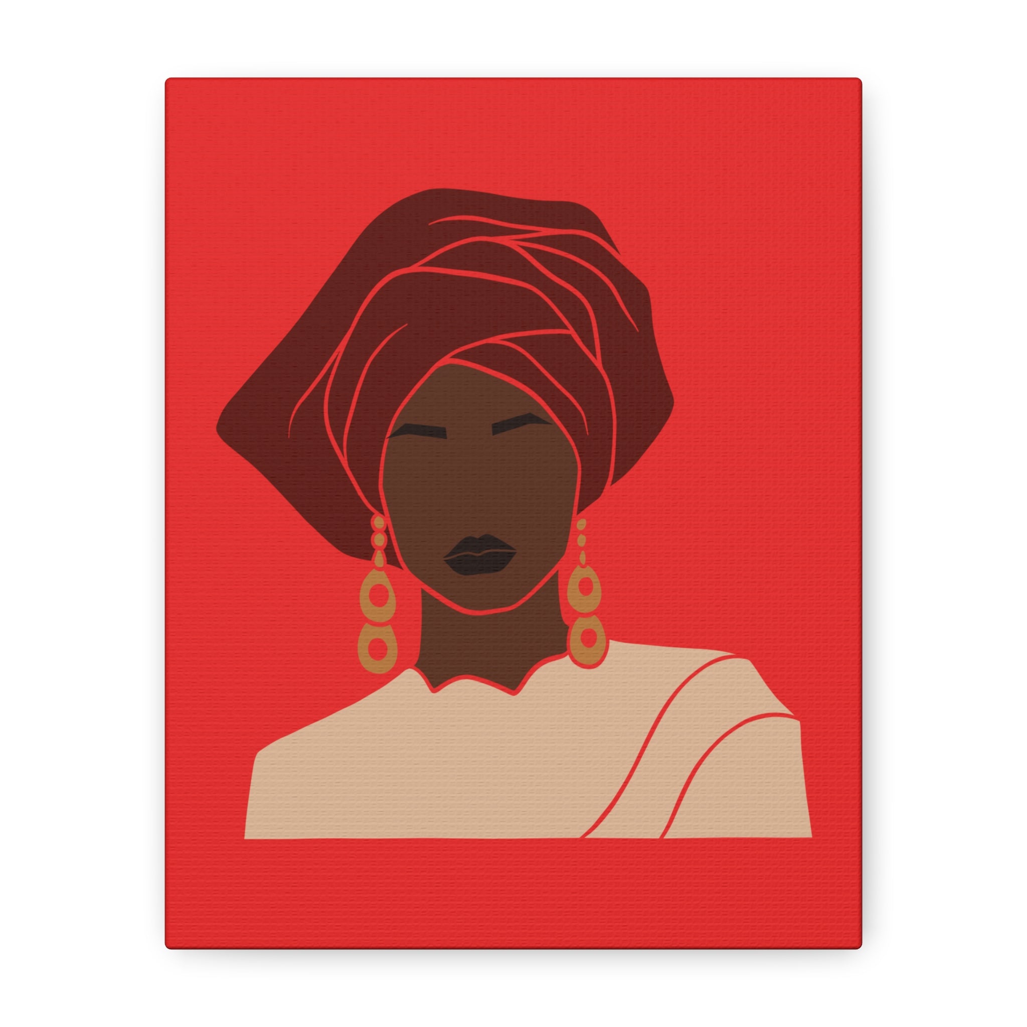 Bold Afrocentric Woman Headwrap —Canvasl Art