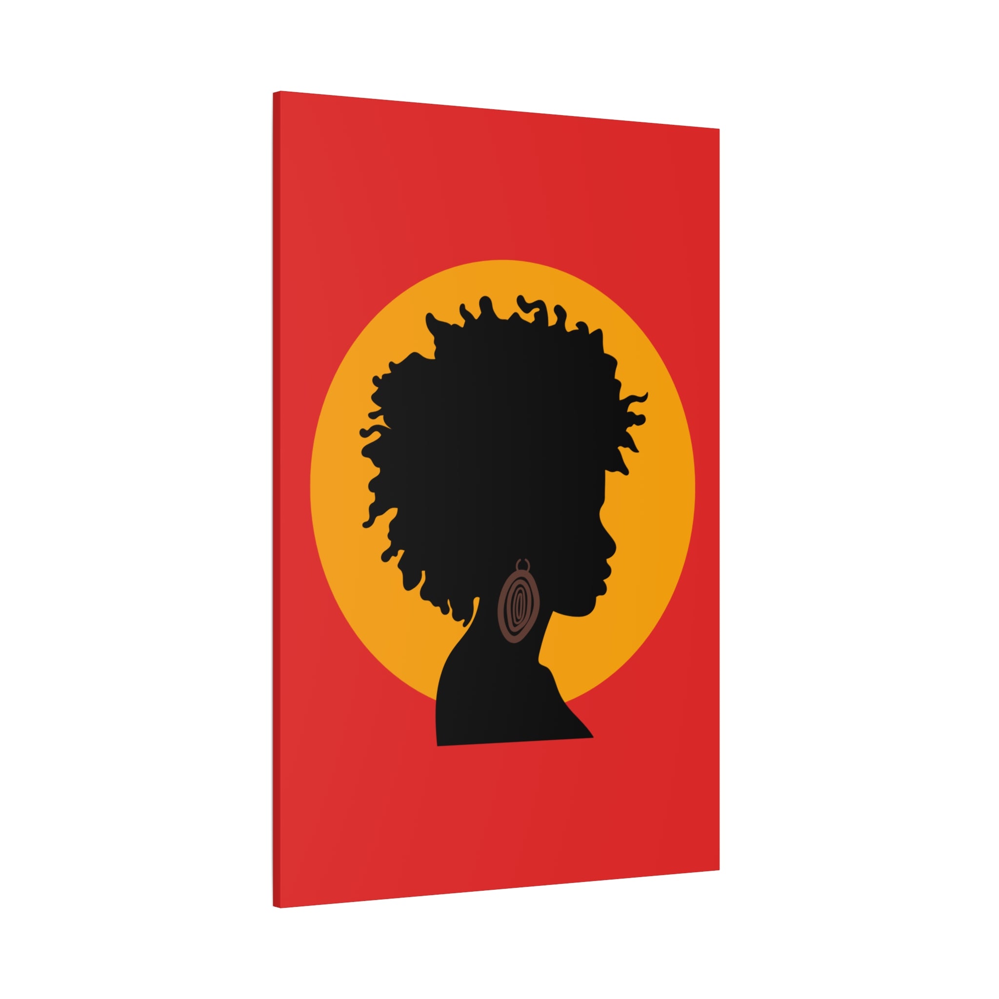 Black Woman Profile with Afro & Earring - Canvas Art