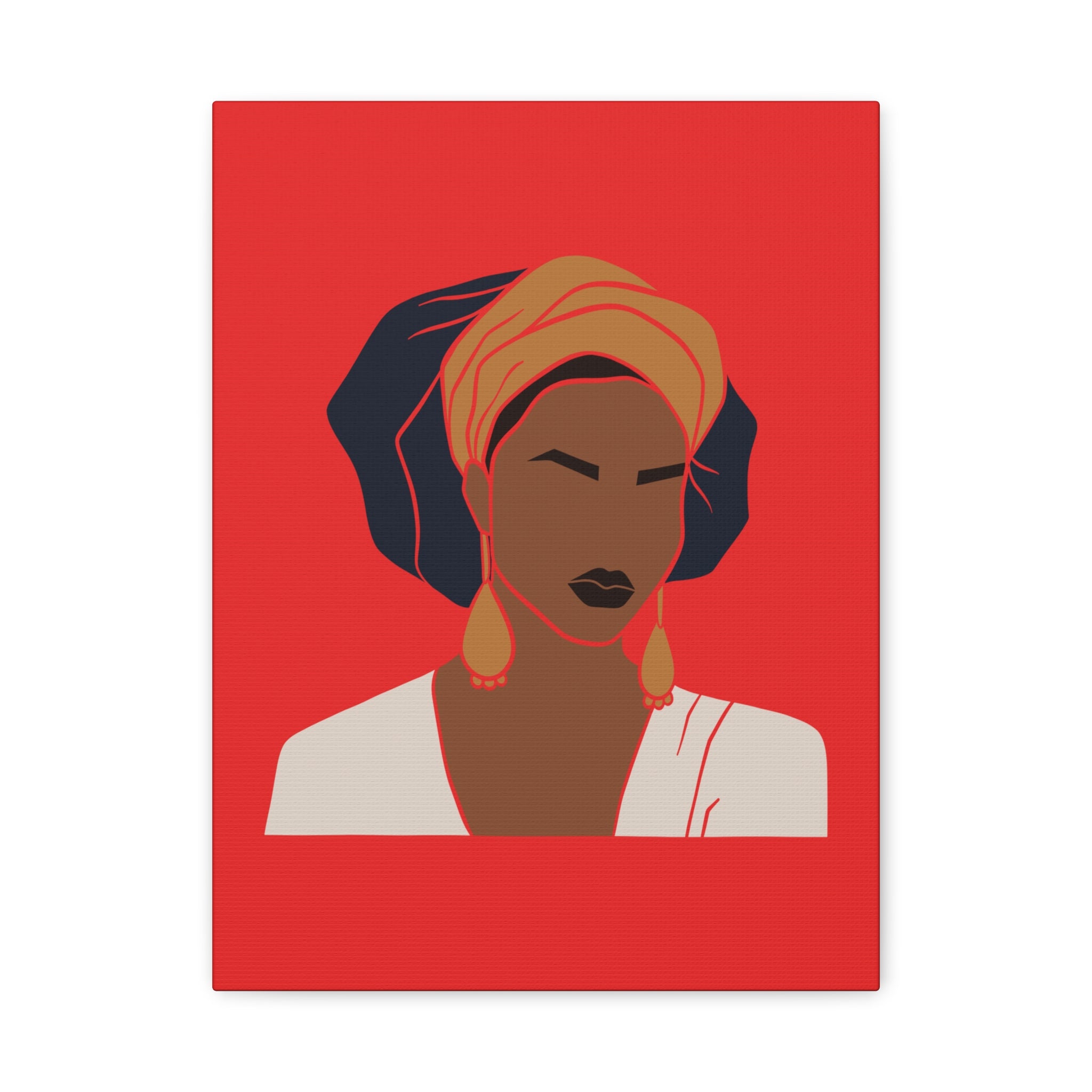 Bold Afrocentric Woman Portrait on Red - Canvas Art