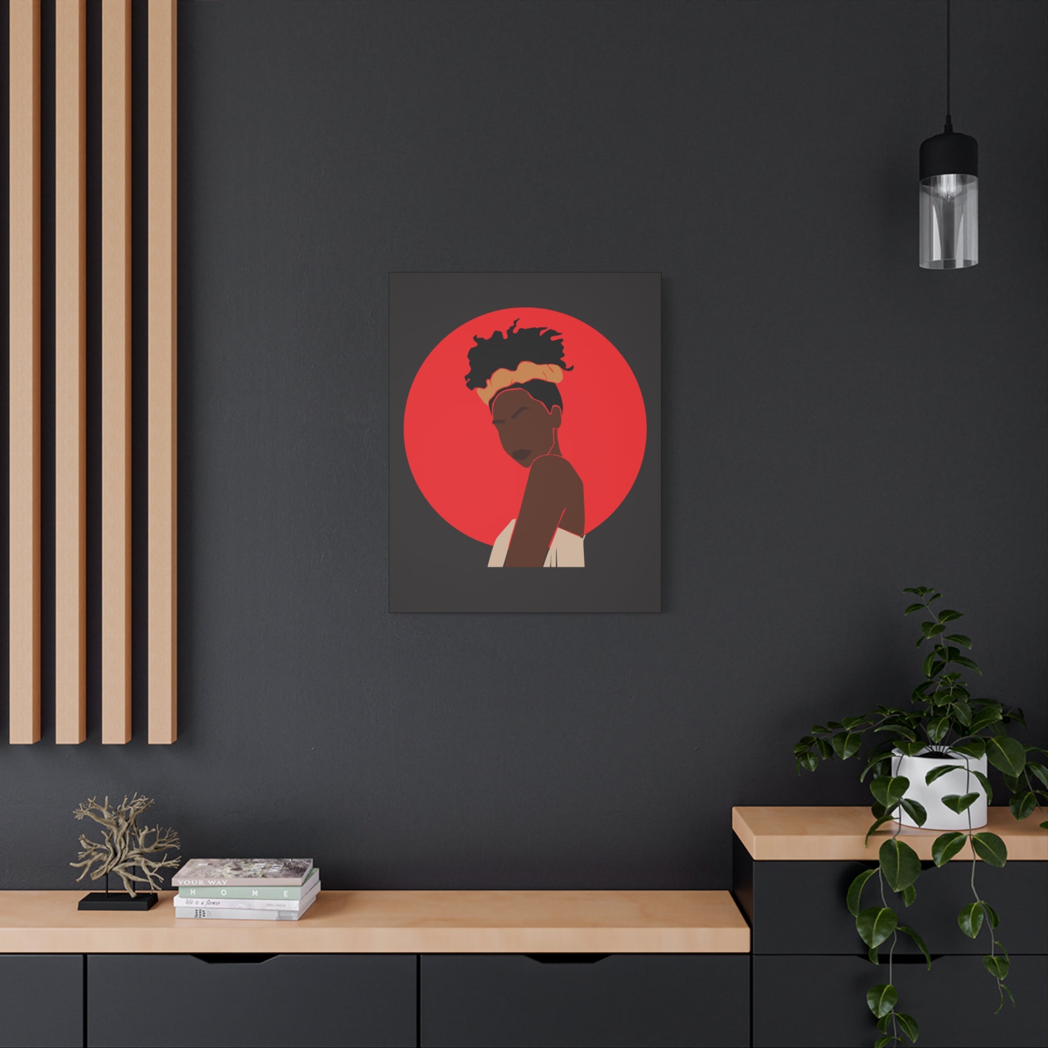 Woman Silhouette with Red Sun — Canvas Art
