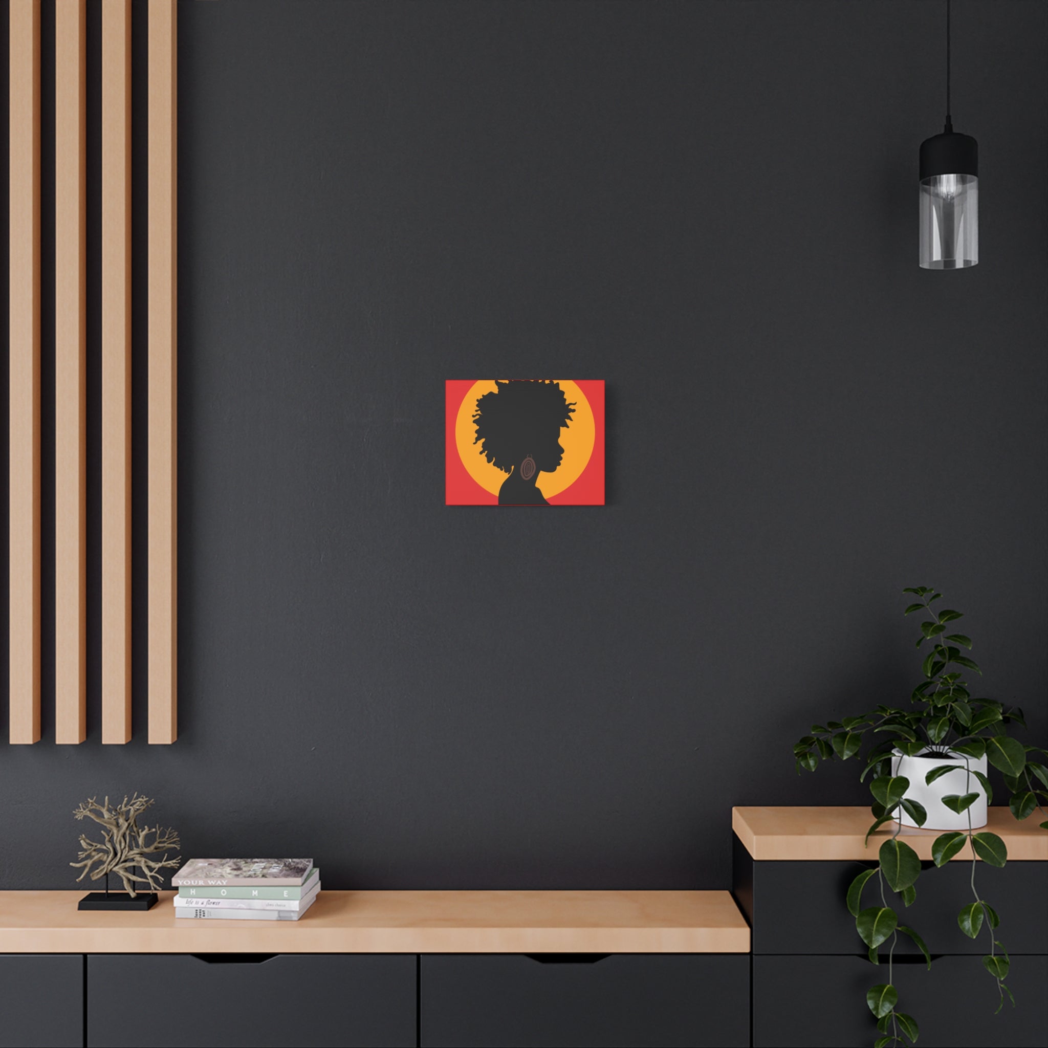 Black Woman Profile with Afro & Earring - Canvas Art