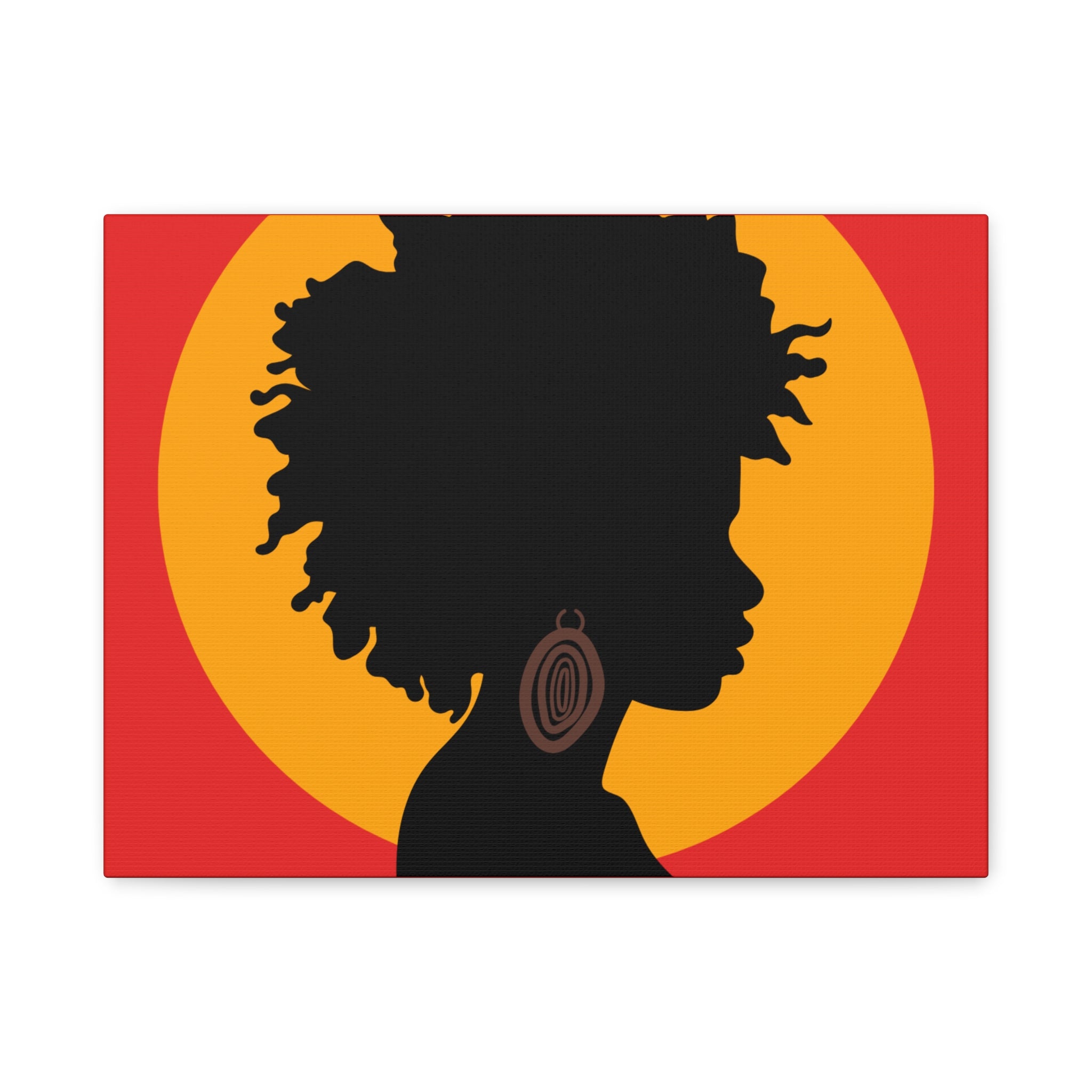 Black Woman Profile with Afro & Earring - Canvas Art