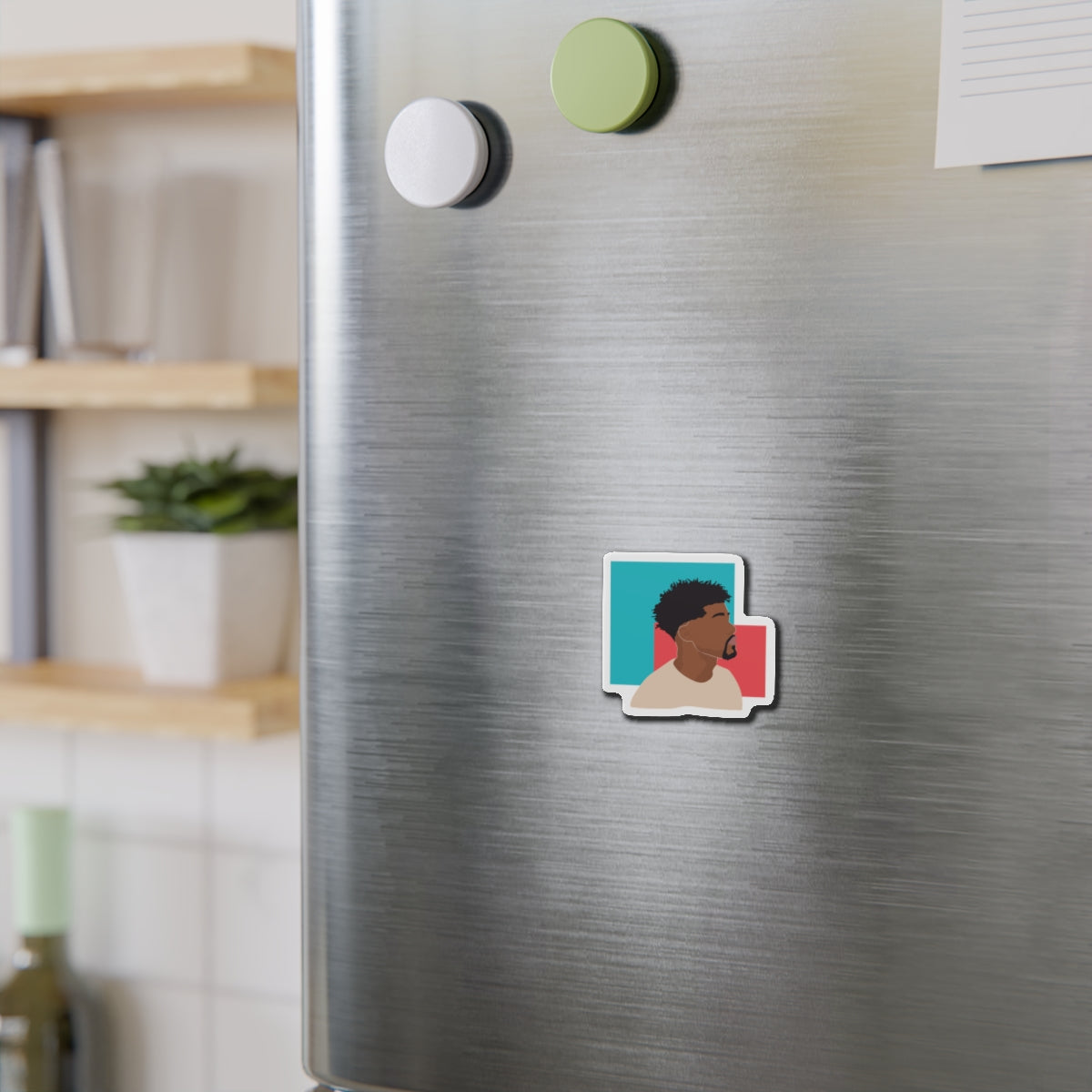 Minimal Afro Male Profile — Die-Cut Magnet