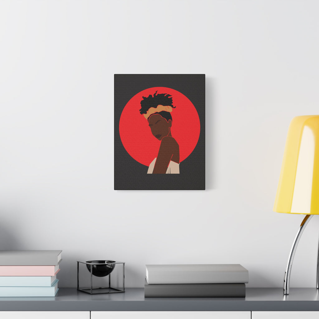 Woman Silhouette with Red Sun — Canvas Art