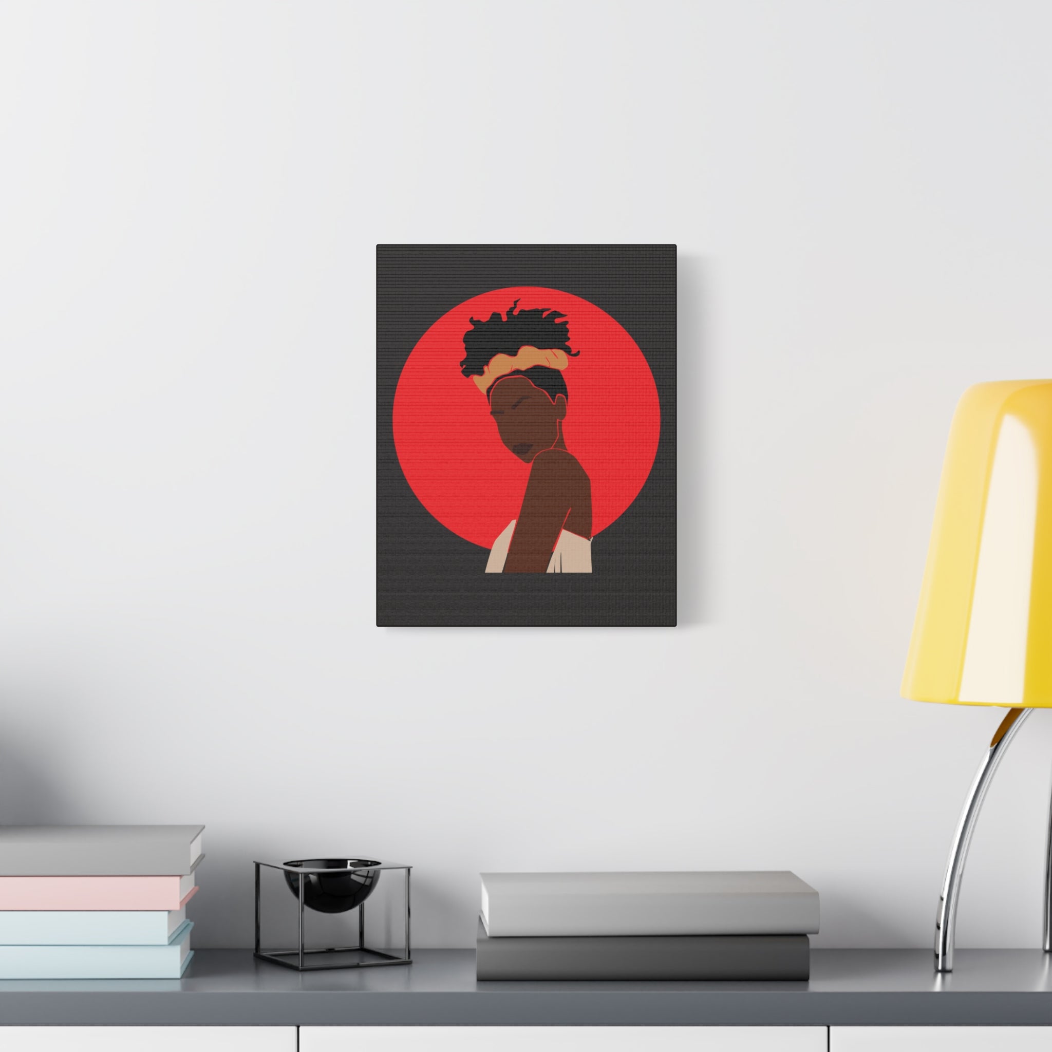 Woman Silhouette with Red Sun — Canvas Art