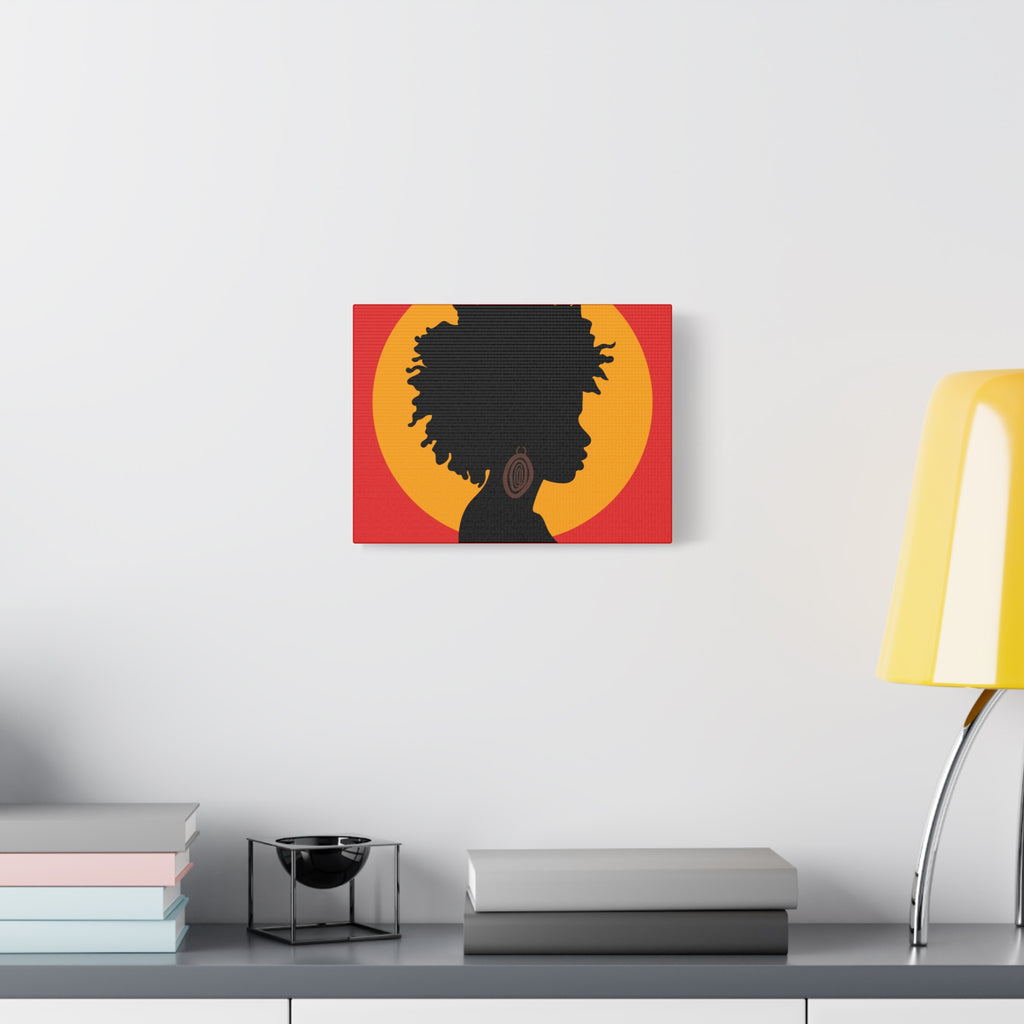 Black Woman Profile with Afro & Earring - Canvas Art