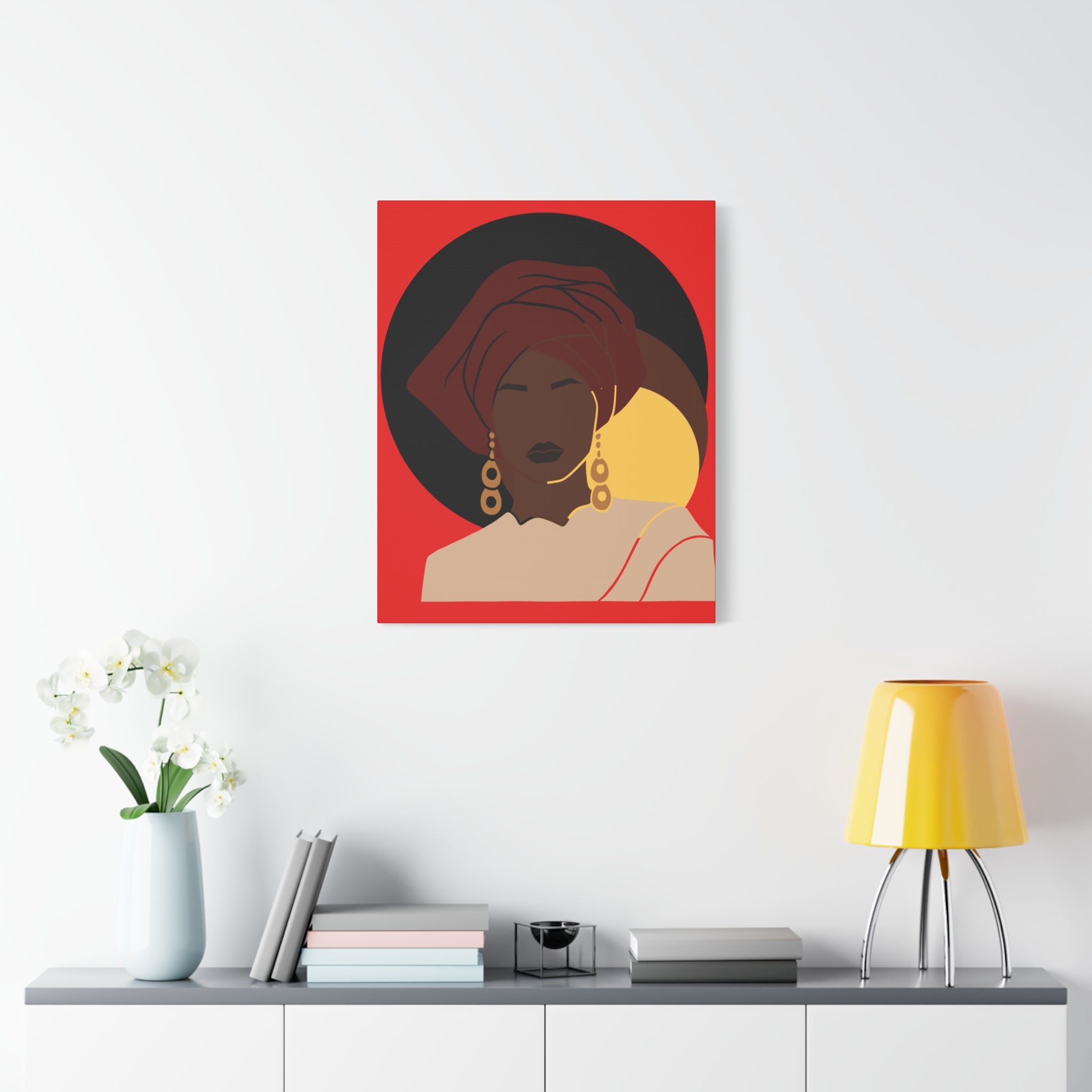 African Woman Black, Brown, and Yellow — Canvas Art