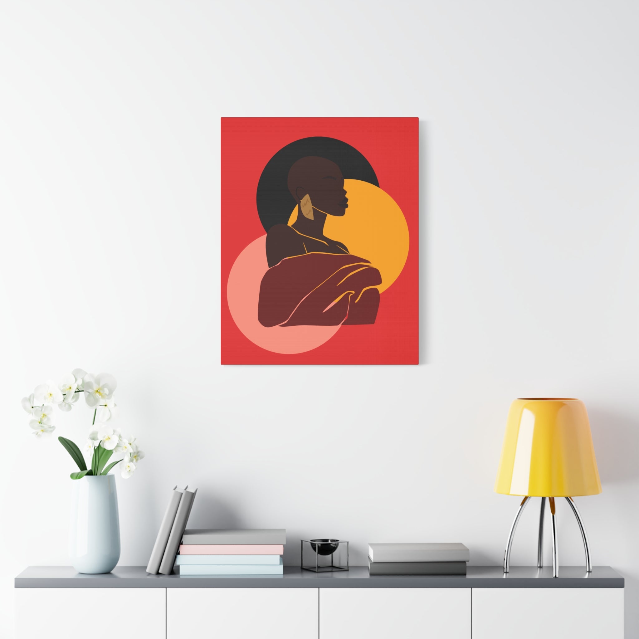 Bold Woman with Circles  –Canvas Art