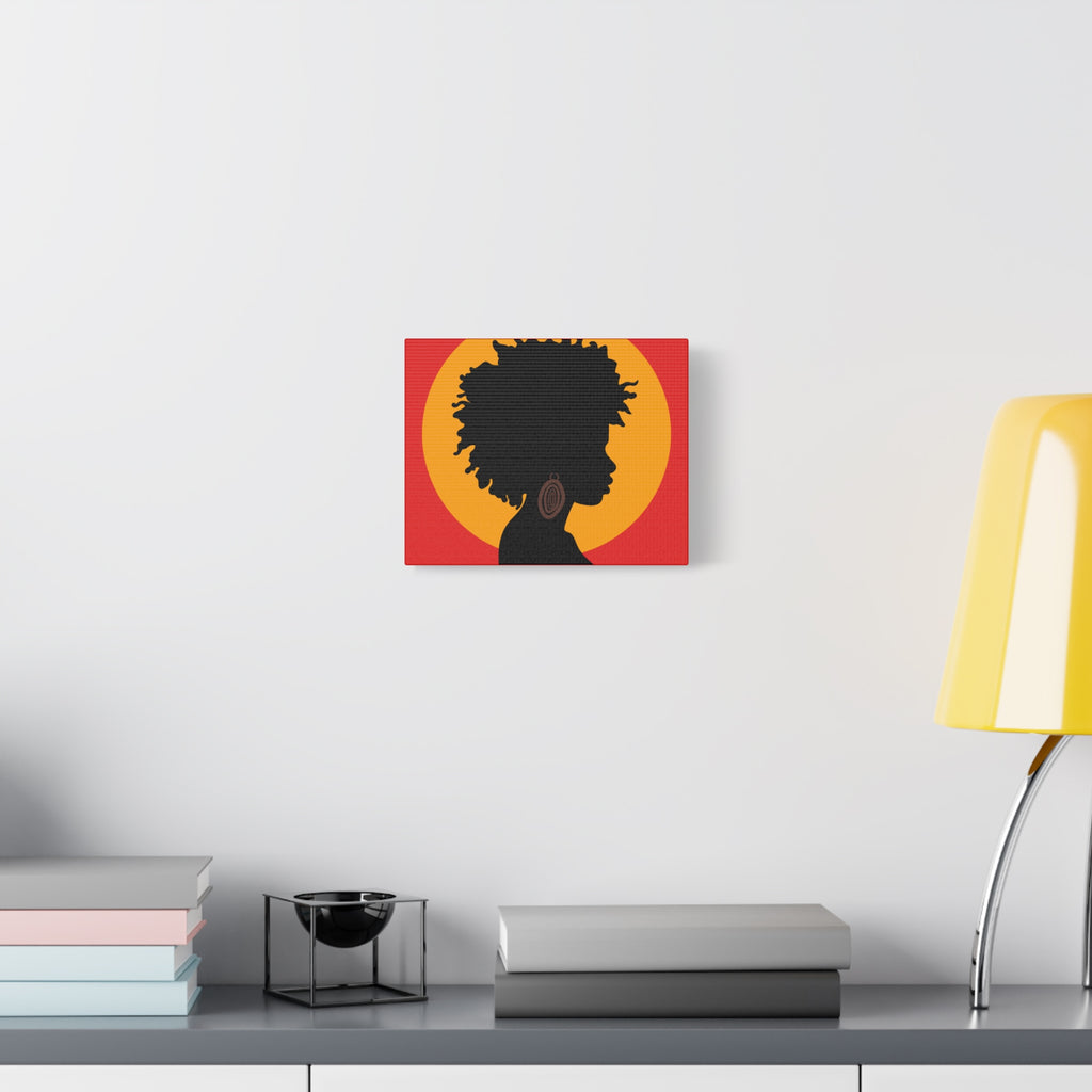 Black Woman Profile with Afro & Earring - Canvas Art