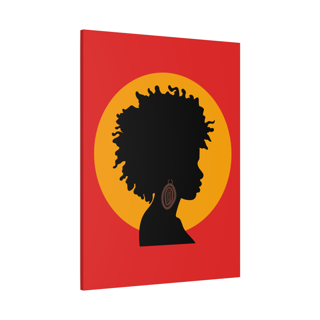 Black Woman Profile with Afro & Earring - Canvas Art