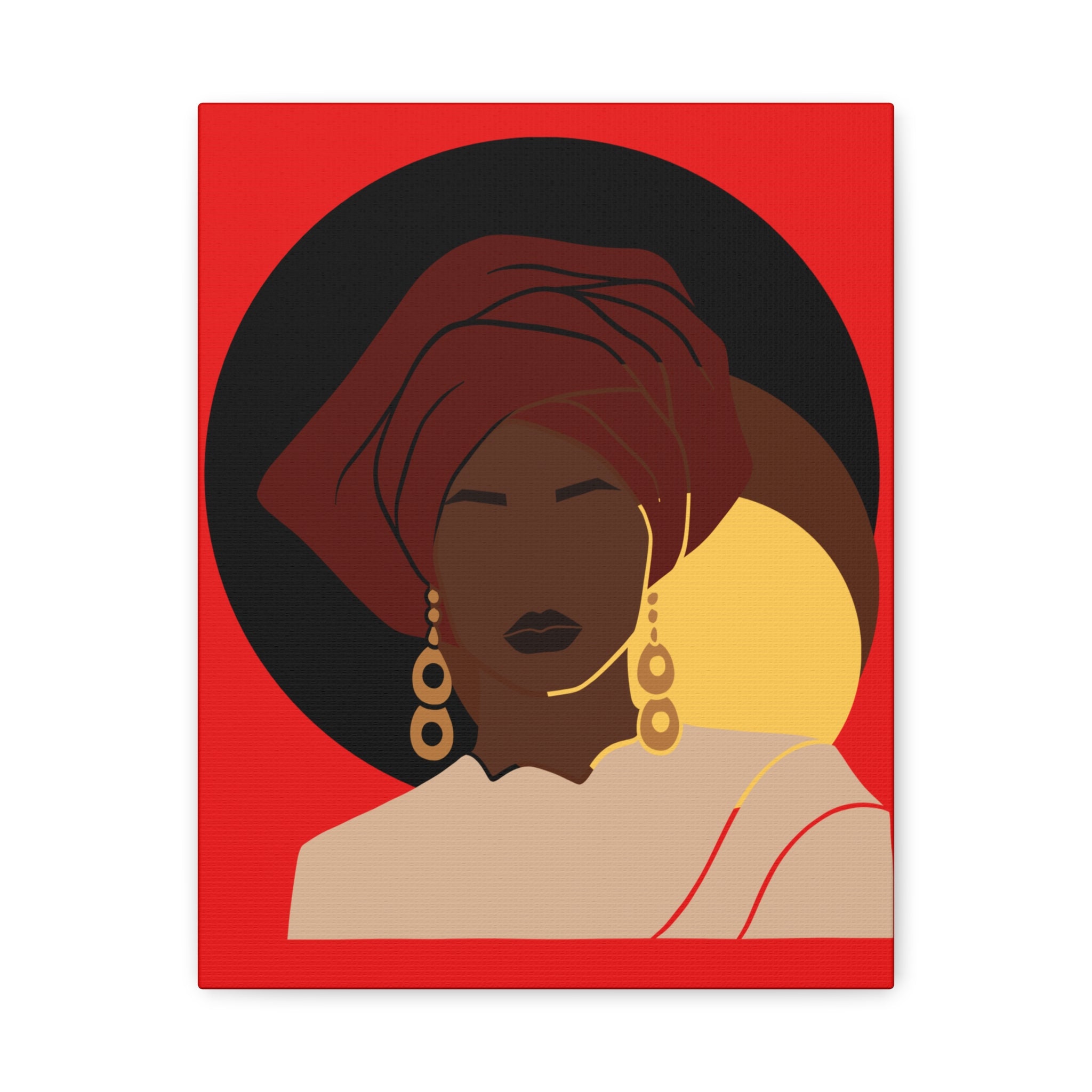 African Woman Black, Brown, and Yellow — Canvas Art