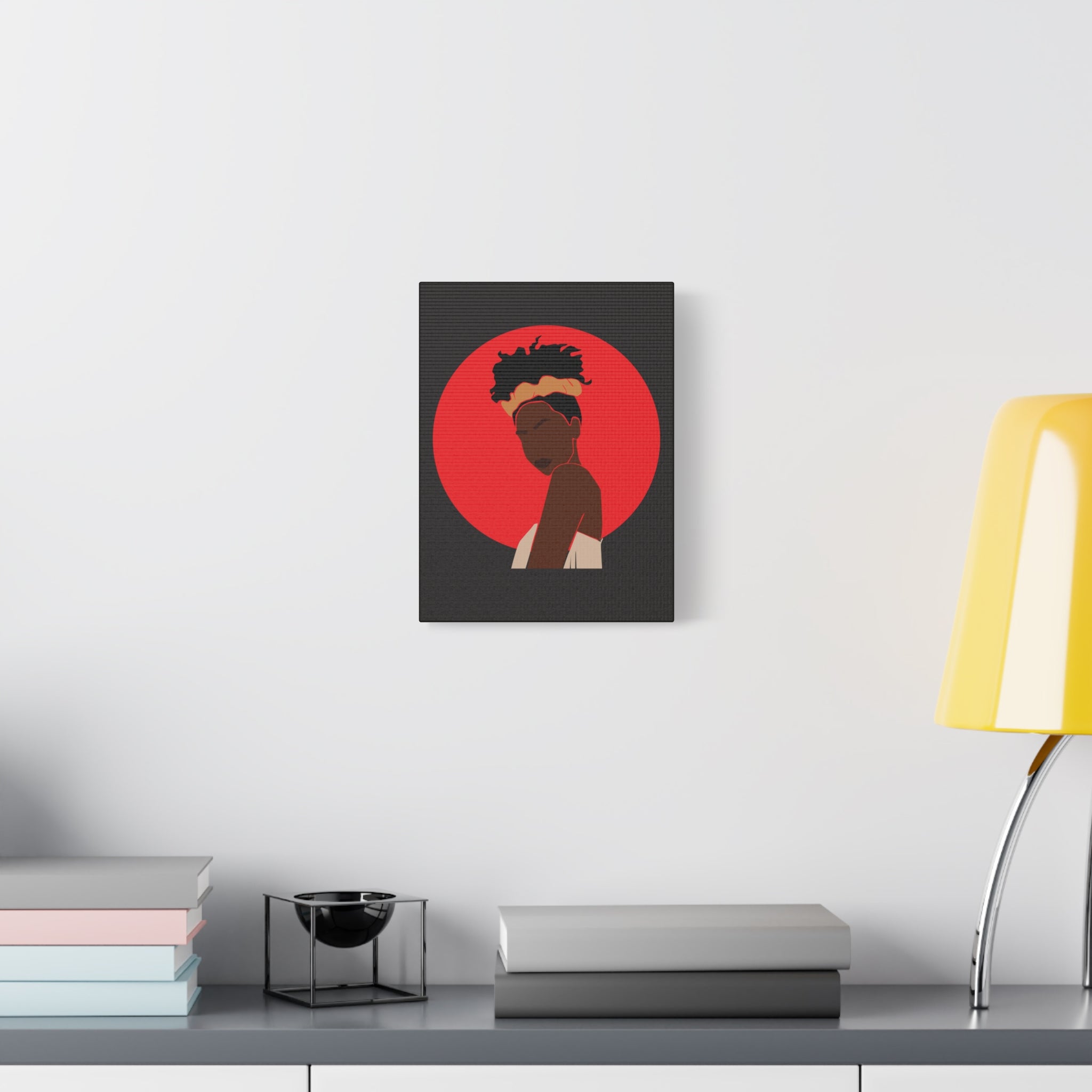 Woman Silhouette with Red Sun — Canvas Art