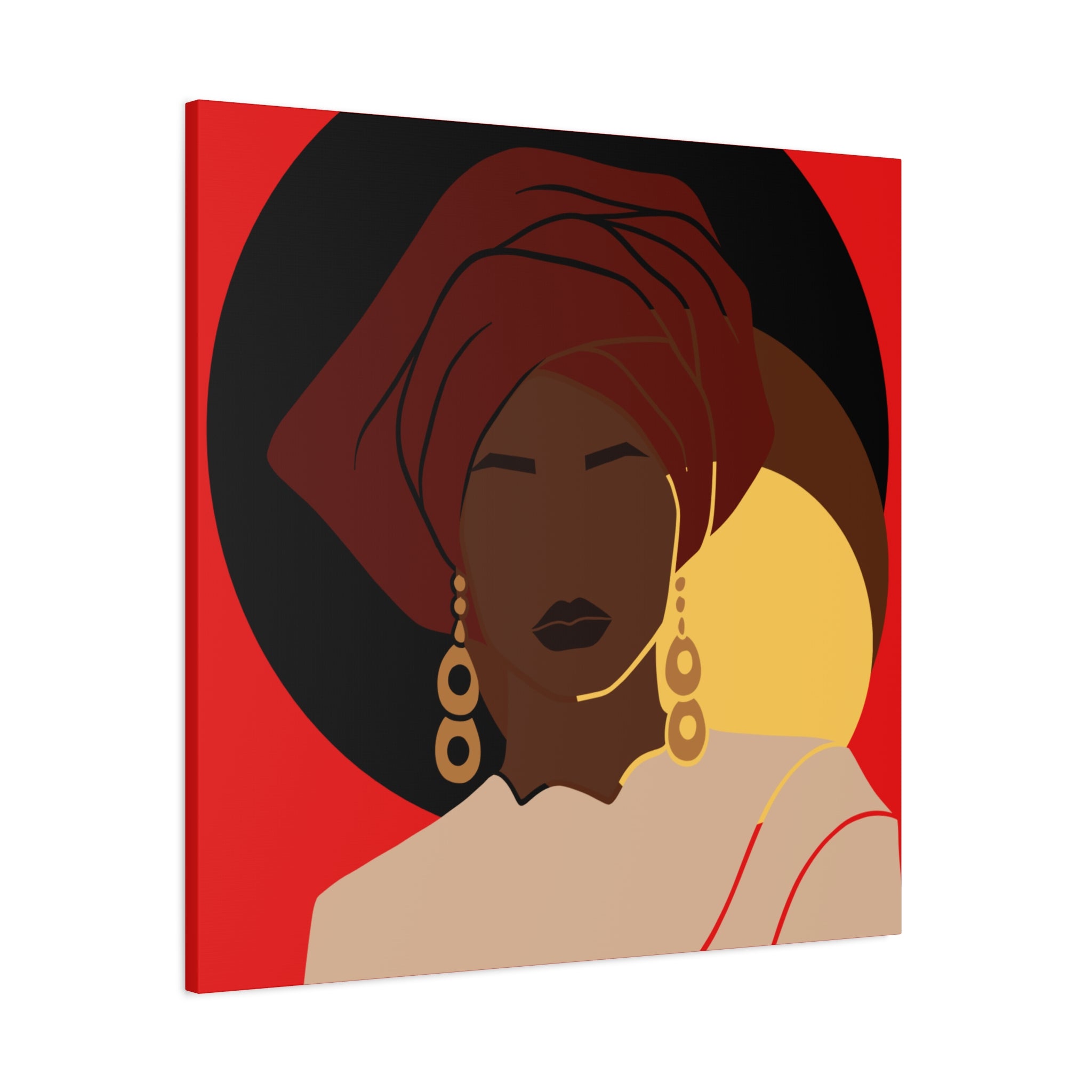 African Woman Black, Brown, and Yellow — Canvas Art
