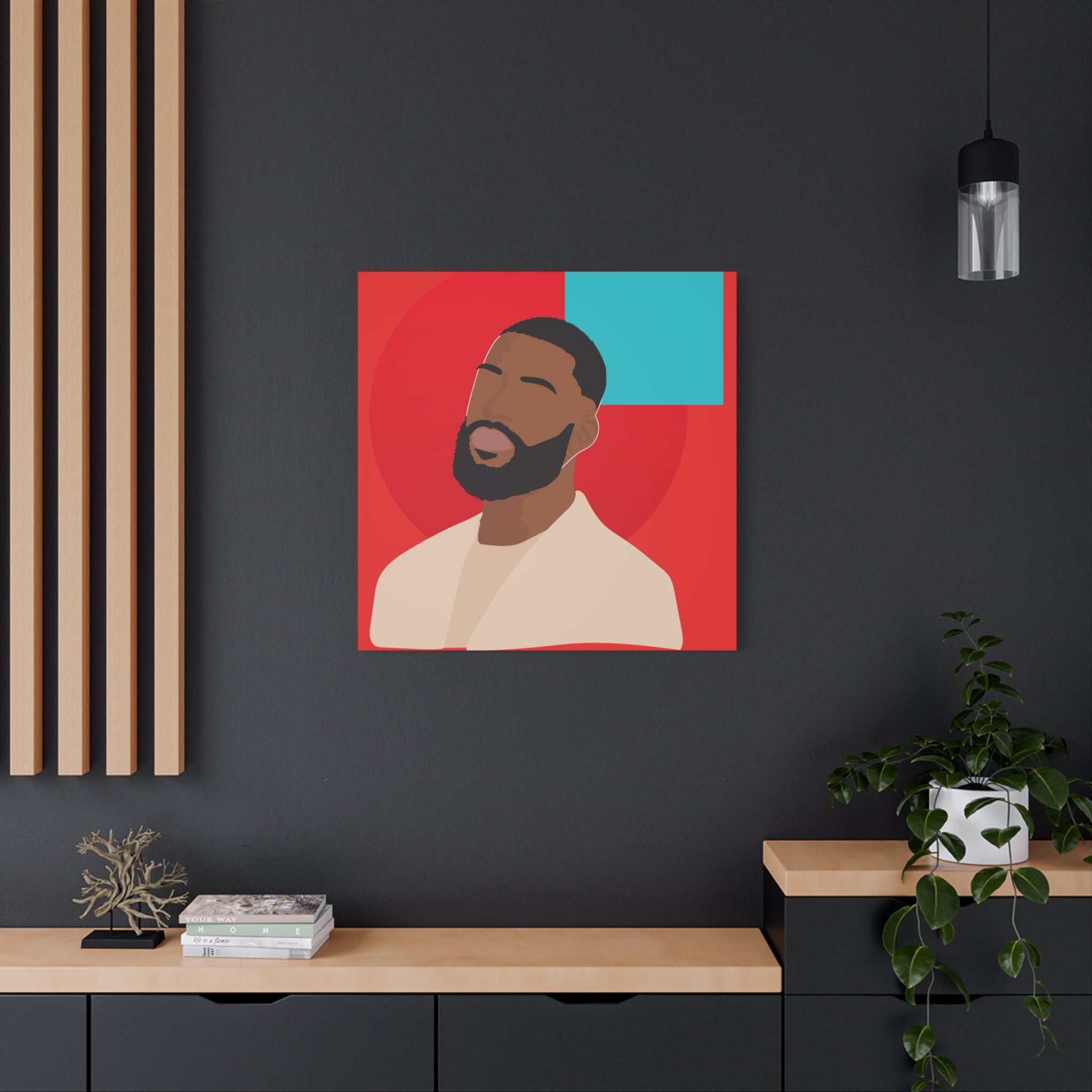 Male Modern Red & Teal — Canvas Art