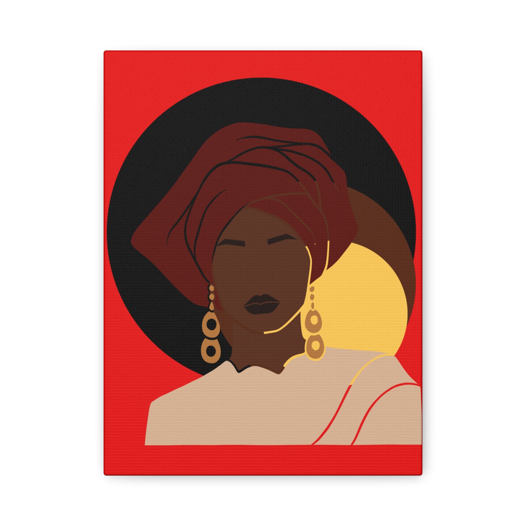 African Woman Black, Brown, and Yellow — Canvas Art