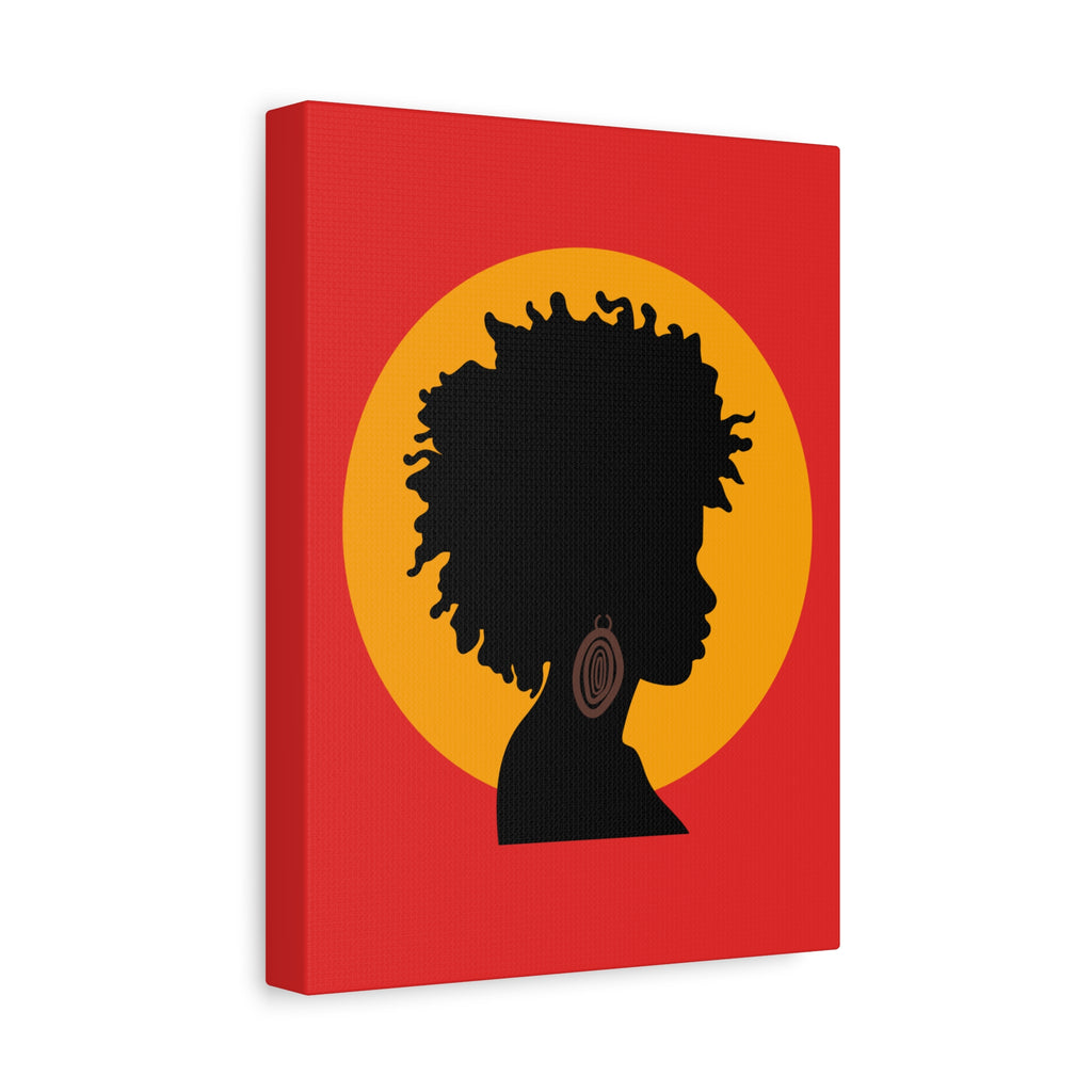 Black Woman Profile with Afro & Earring - Canvas Art