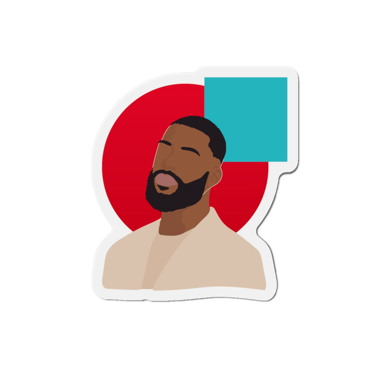 Minimal Portrait Magnet with Bold Red Circle & Teal Accent — Magnets