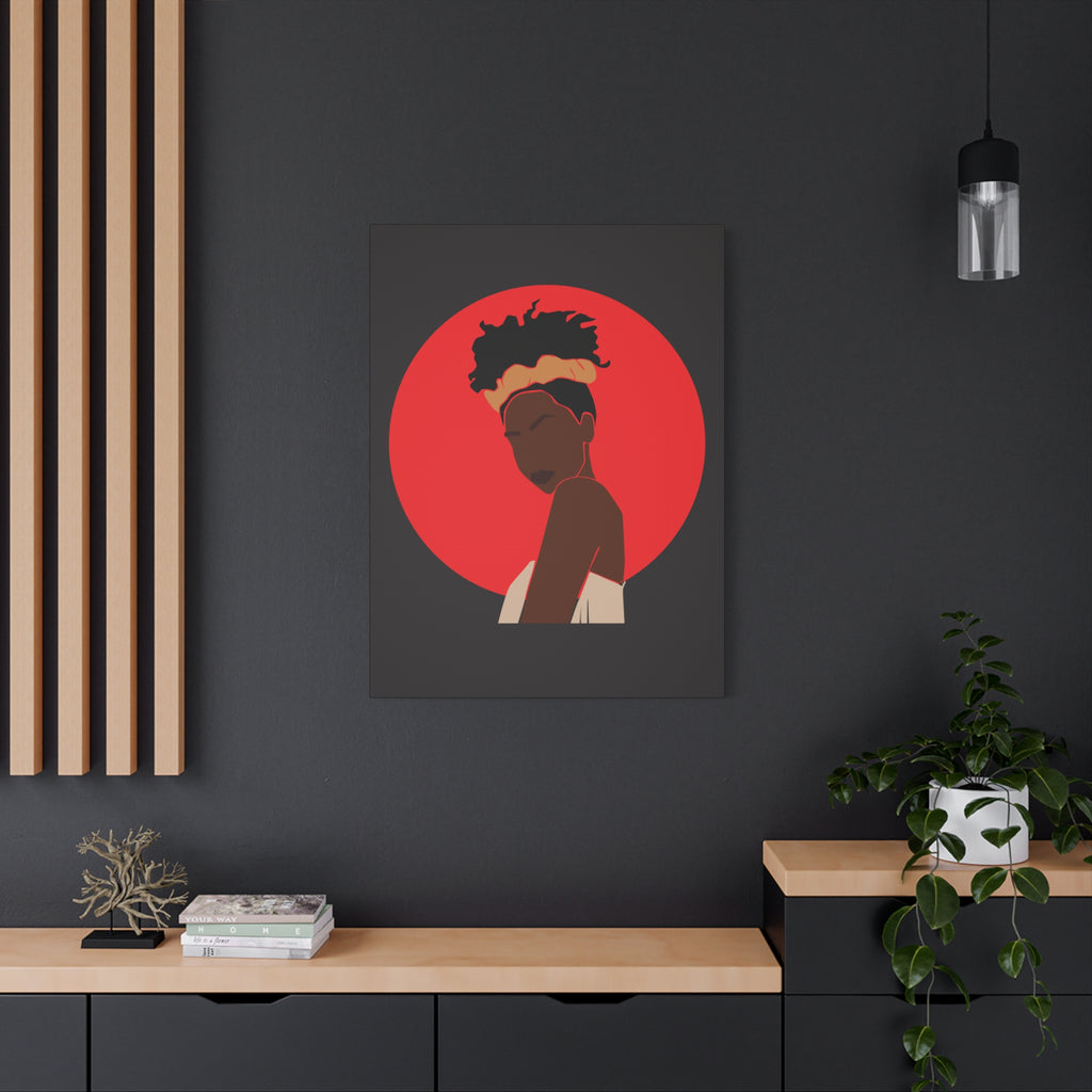 Woman Silhouette with Red Sun — Canvas Art