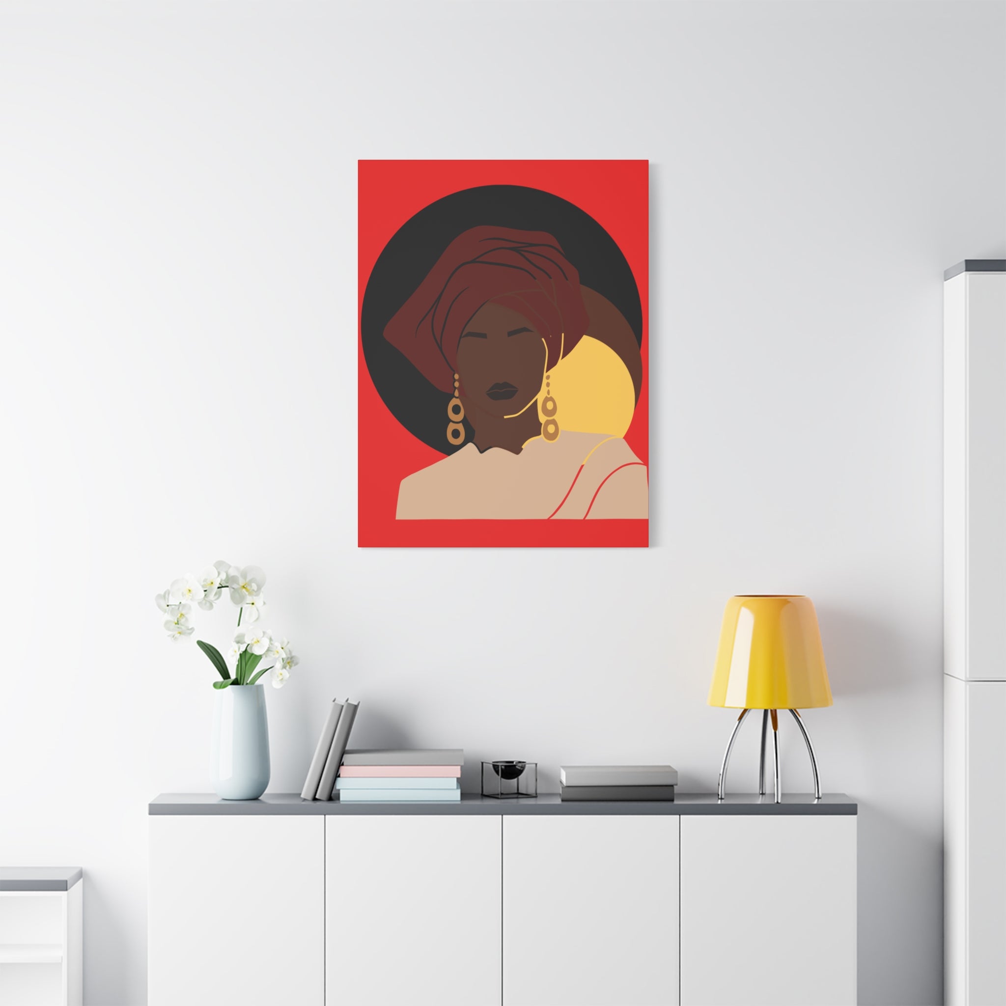 African Woman Black, Brown, and Yellow — Canvas Art