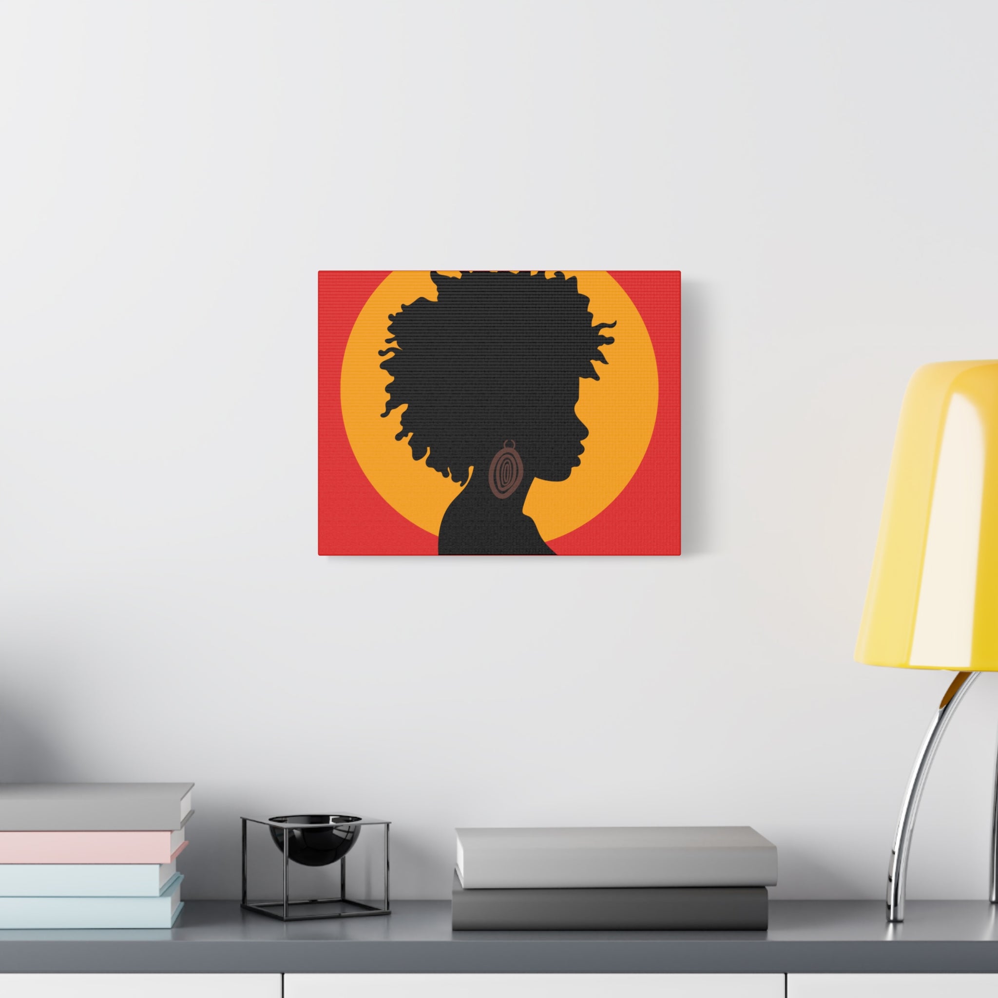 Black Woman Profile with Afro & Earring - Canvas Art