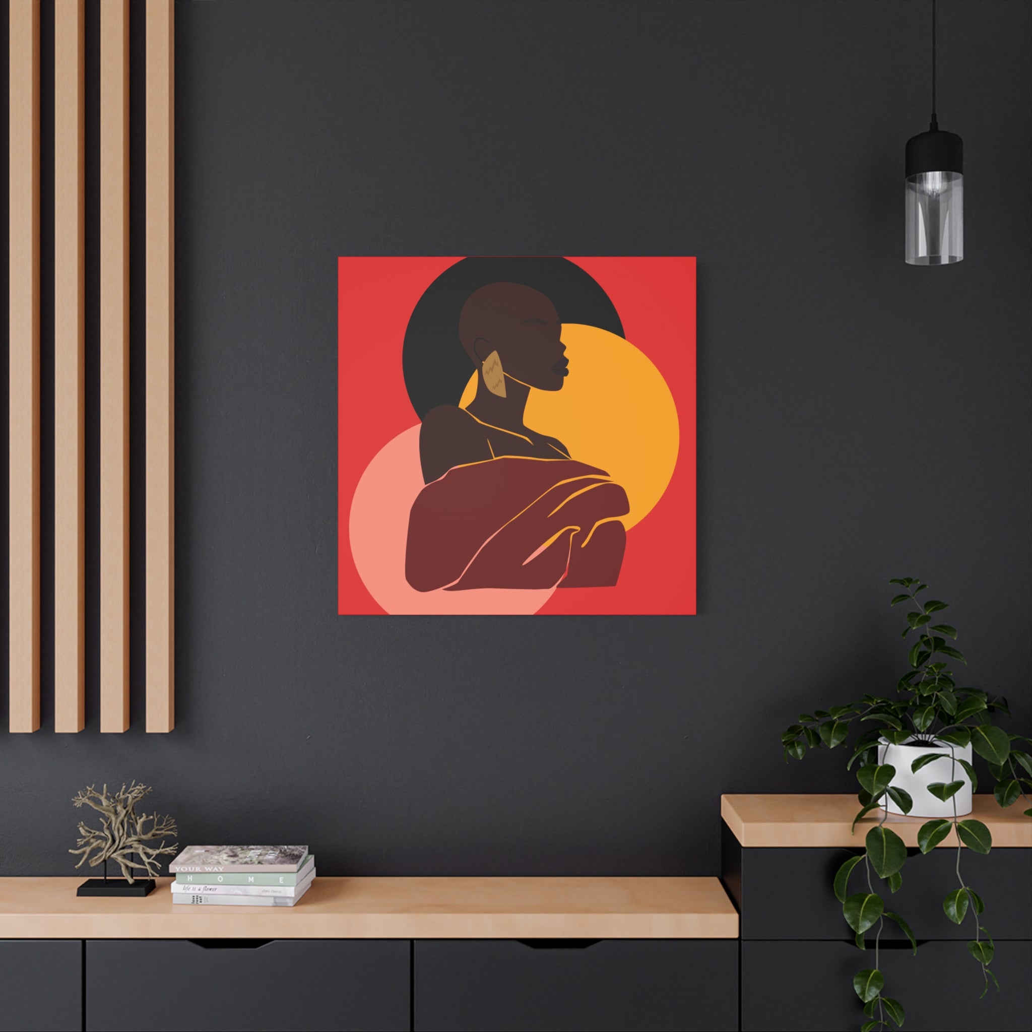Bold Woman with Circles  –Canvas Art
