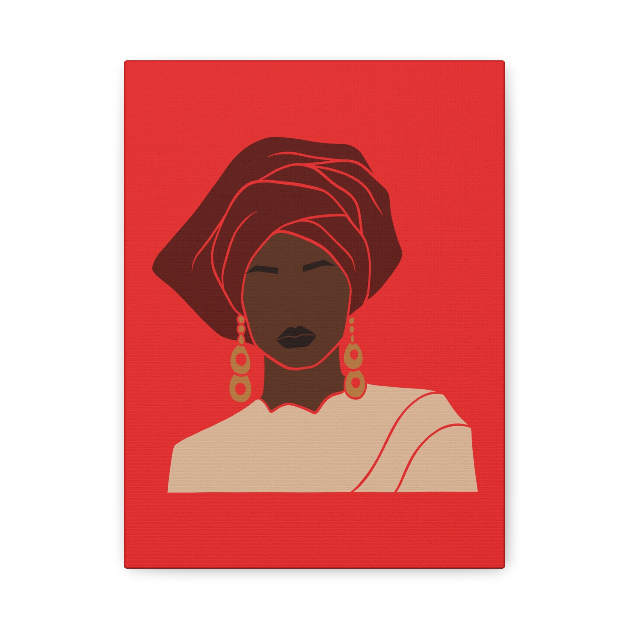 Bold Afrocentric Woman Headwrap —Canvasl Art