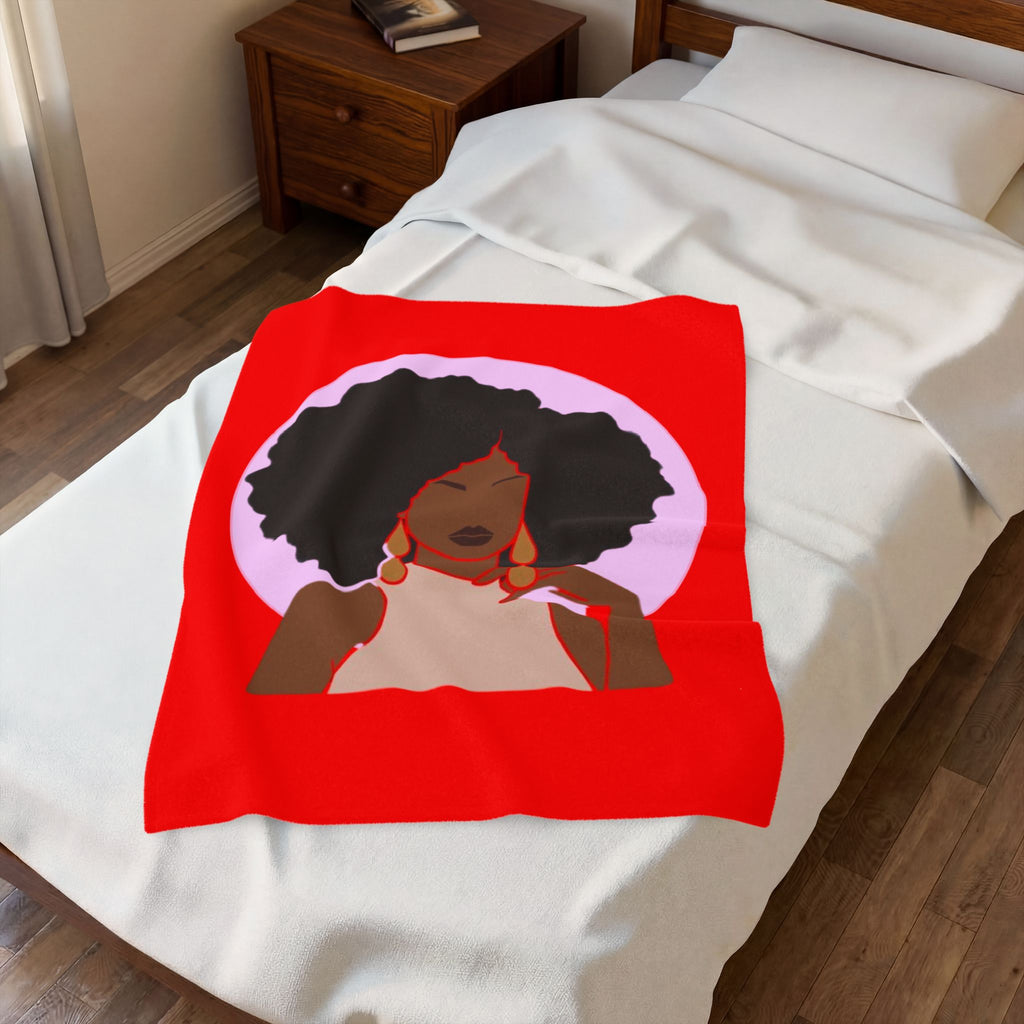 Afrocentric Woman in Red - Blanket