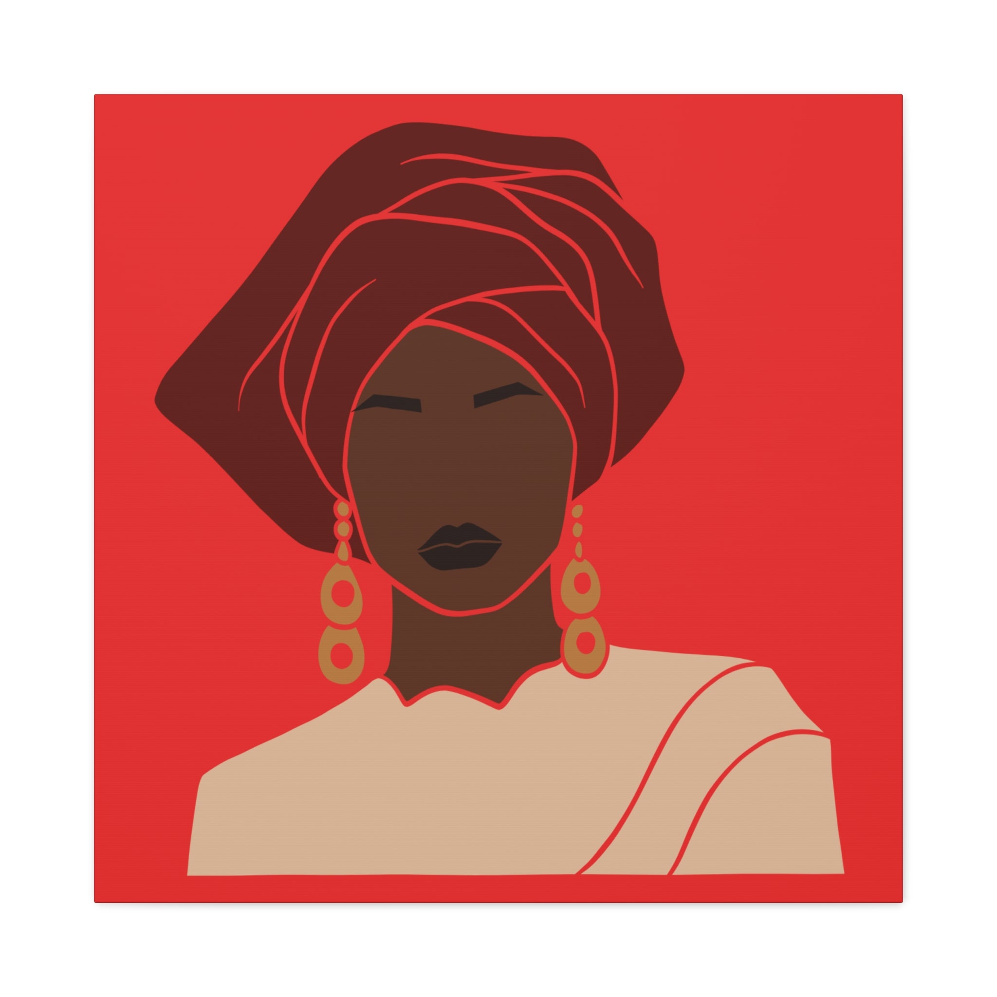 Bold Afrocentric Woman Headwrap —Canvasl Art