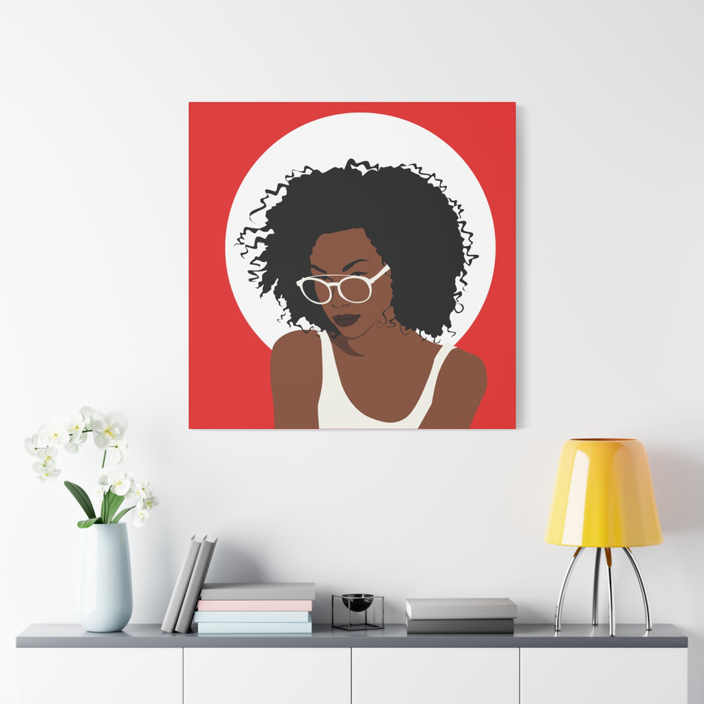 Afro Woman with Glasses — Canvas Art