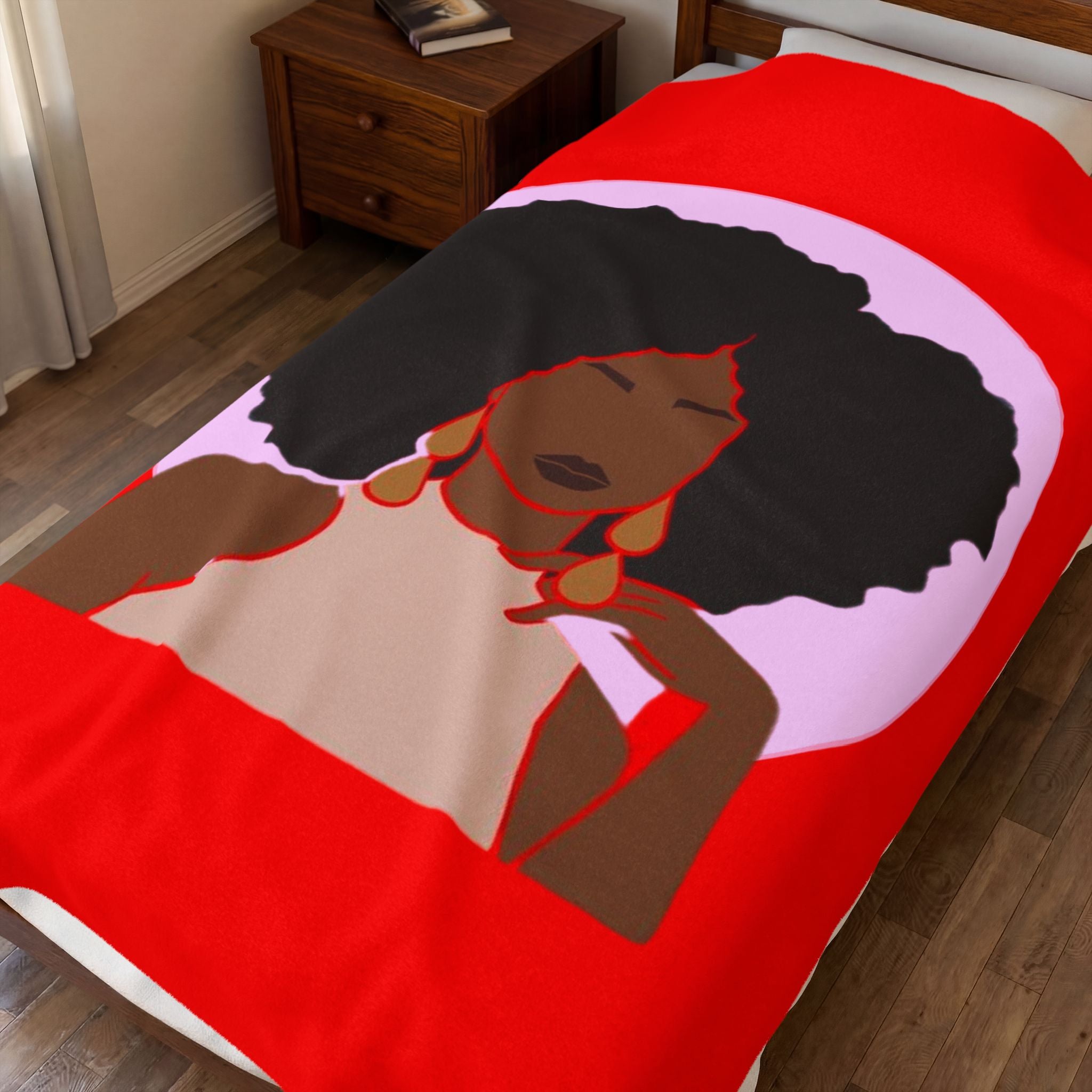 Afrocentric Woman in Red - Blanket