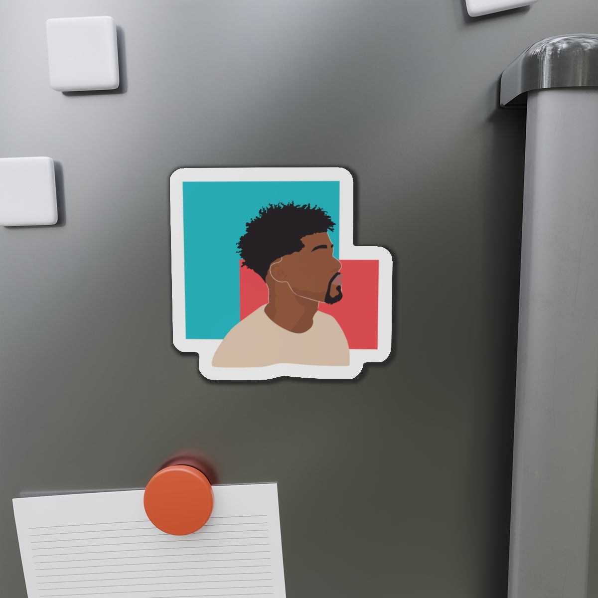 Minimal Afro Male Profile — Die-Cut Magnet