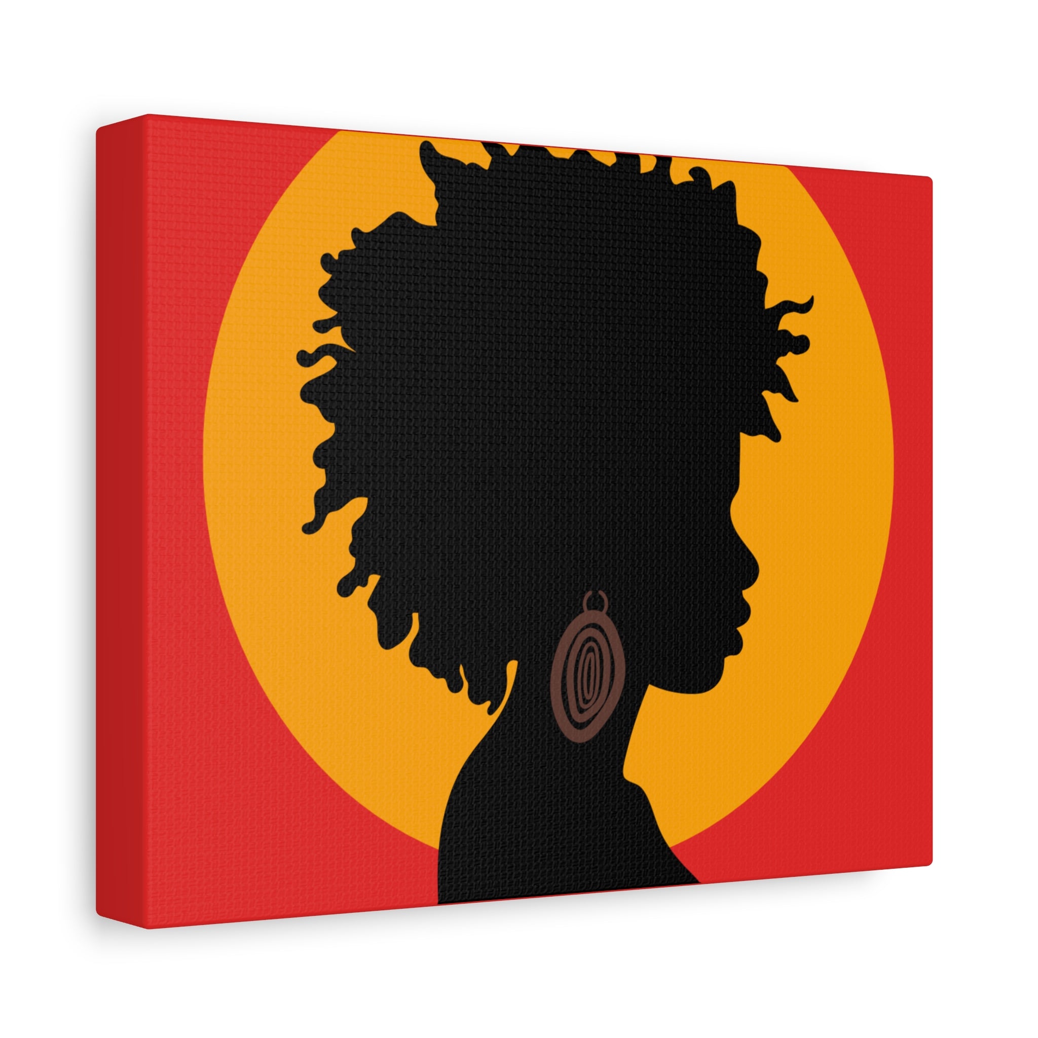 Black Woman Profile with Afro & Earring - Canvas Art