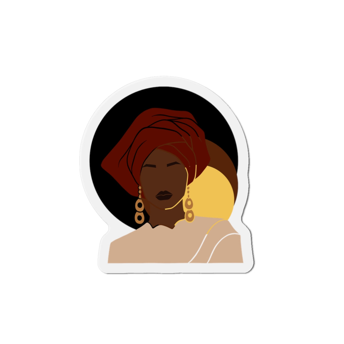Bold Headwrap & Gold Hoop Woman — Magnet