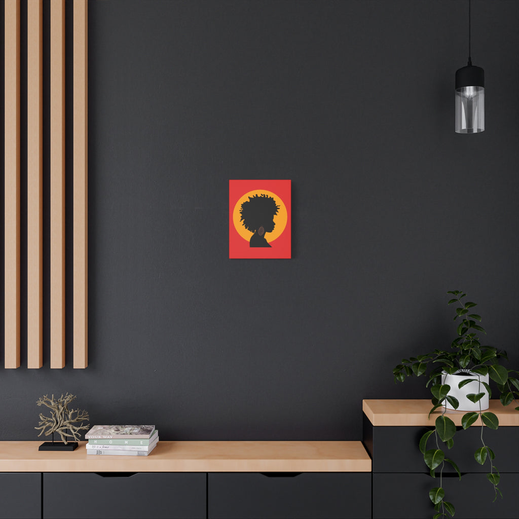 Black Woman Profile with Afro & Earring - Canvas Art