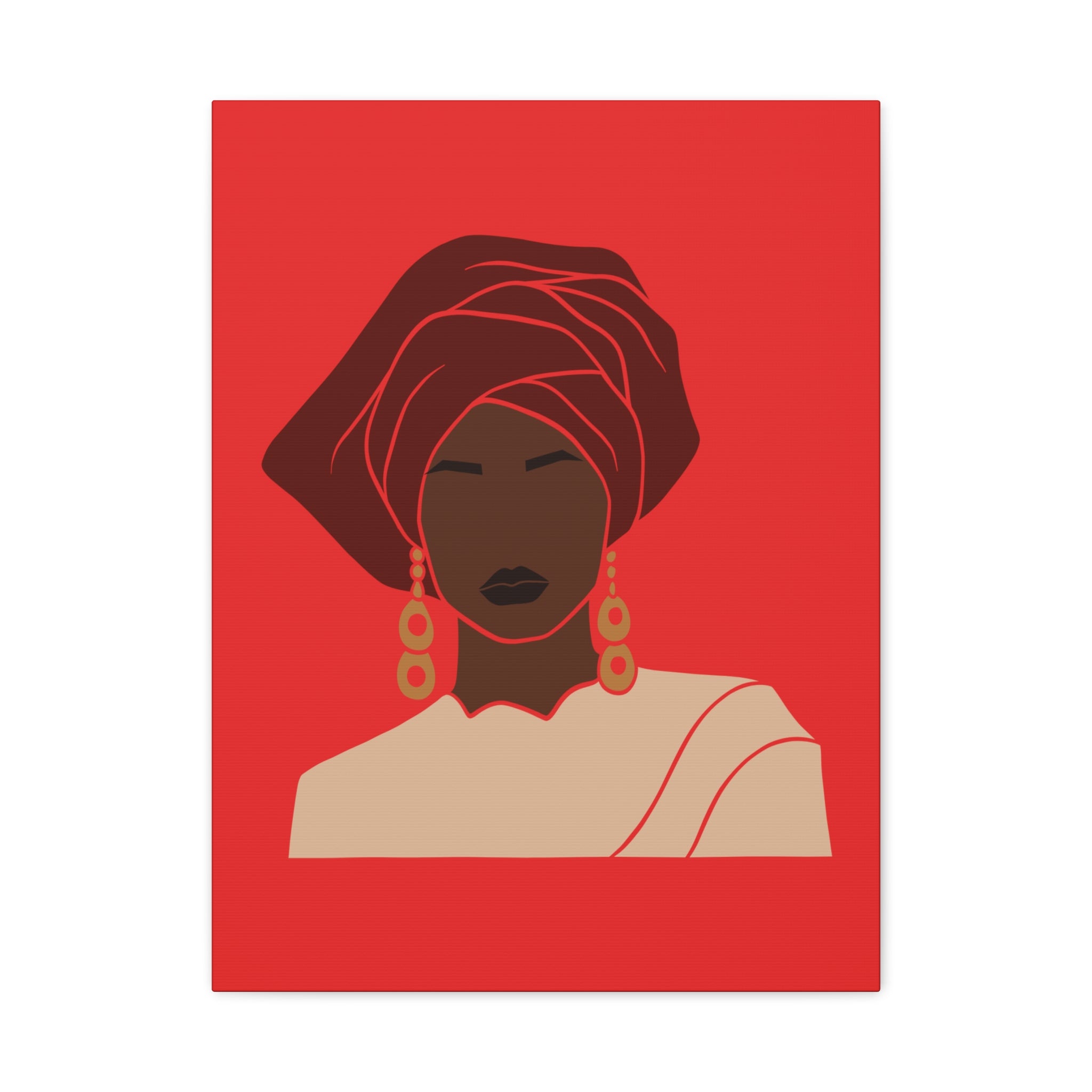Bold Afrocentric Woman Headwrap —Canvasl Art