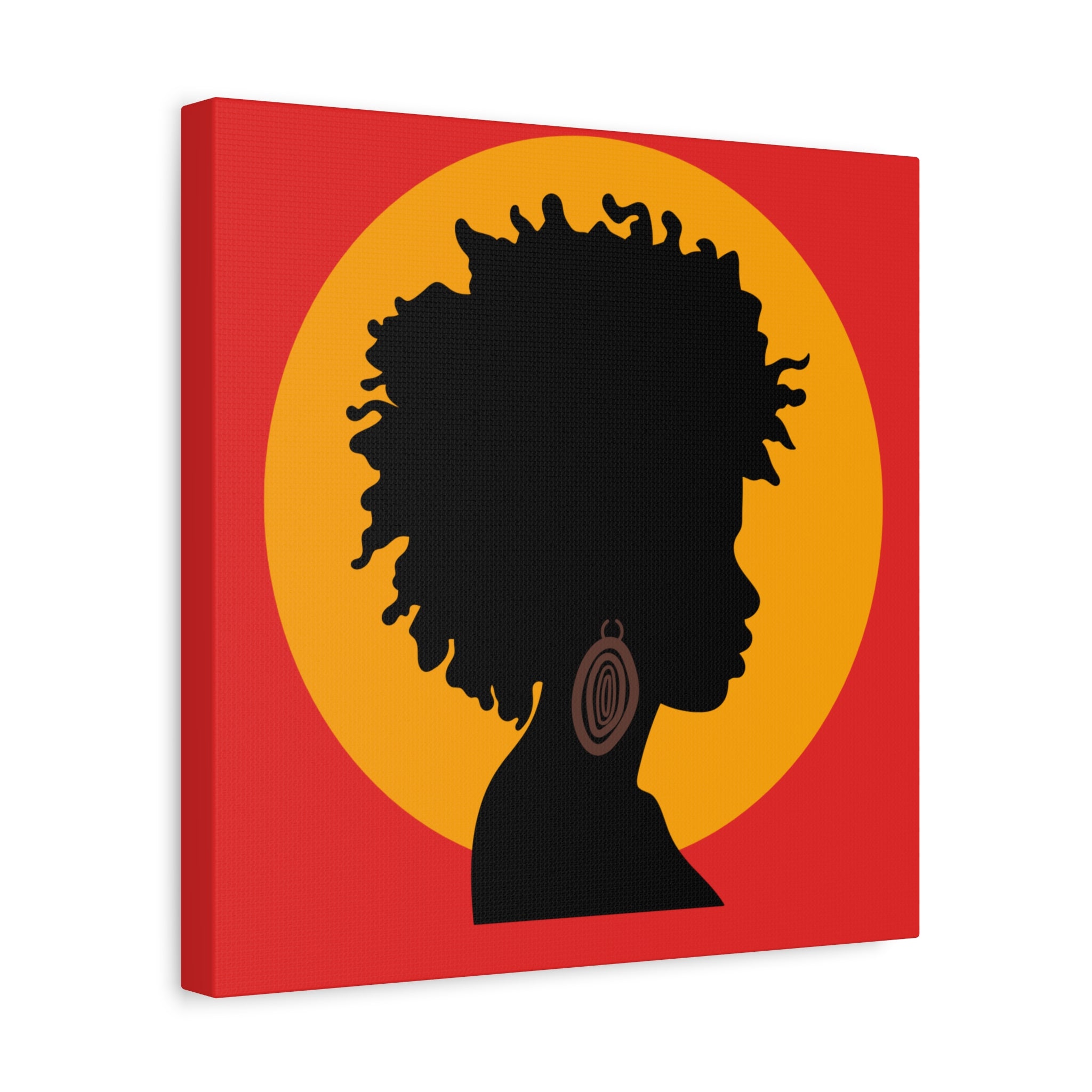 Black Woman Profile with Afro & Earring - Canvas Art