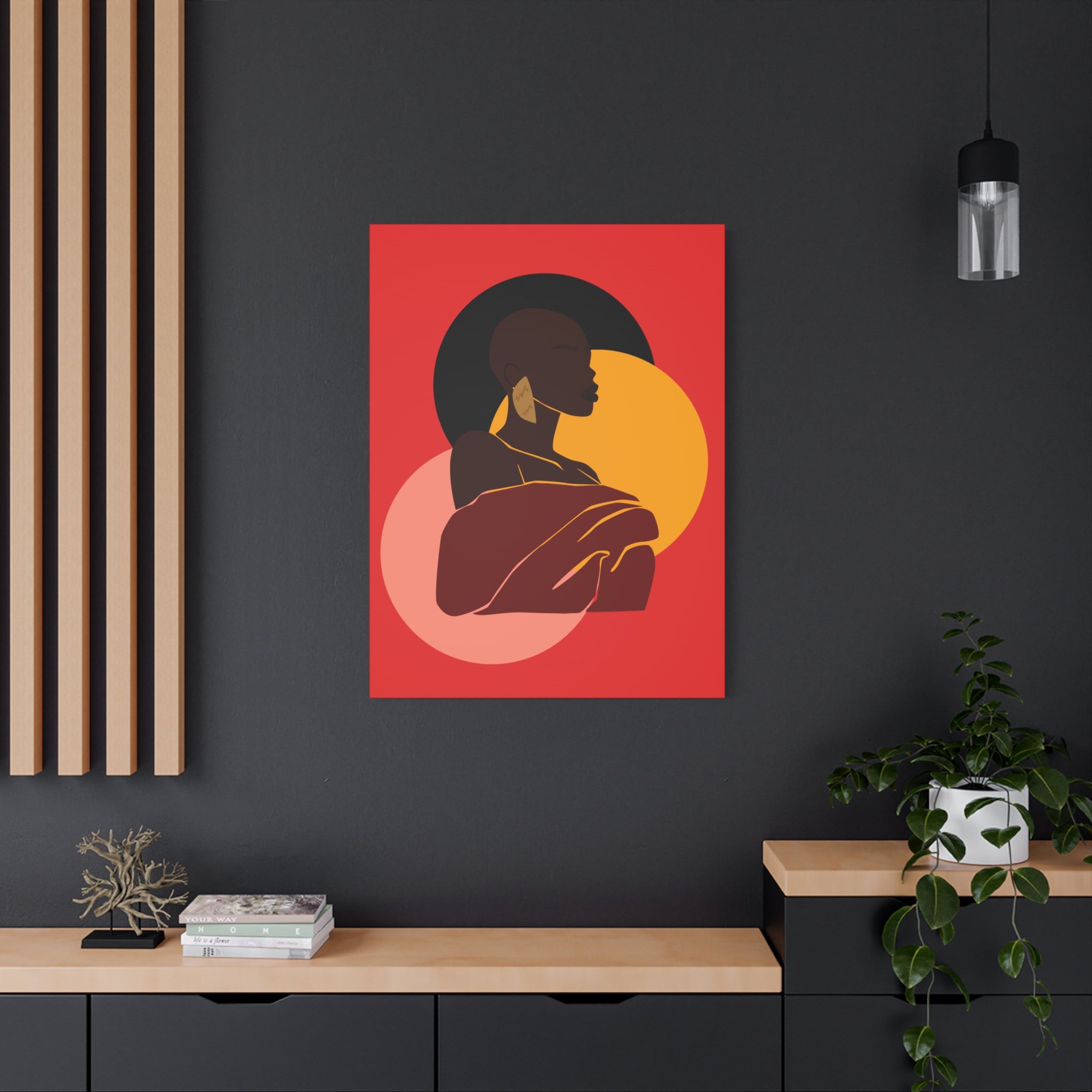 Bold Woman with Circles  –Canvas Art