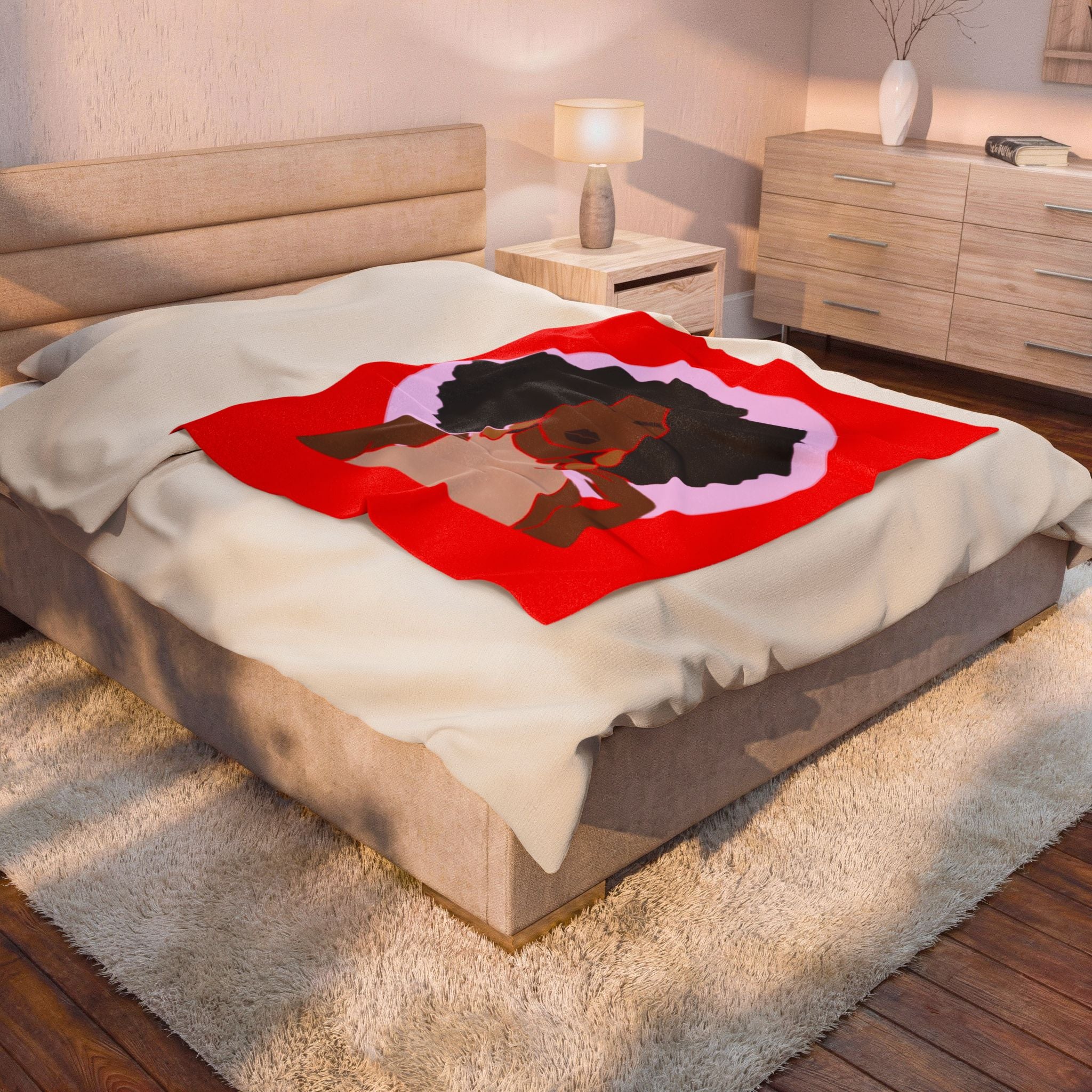 Afrocentric Woman in Red - Blanket