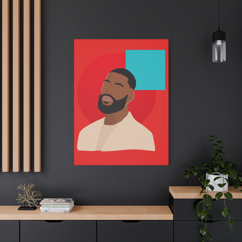 Male Modern Red & Teal — Canvas Art
