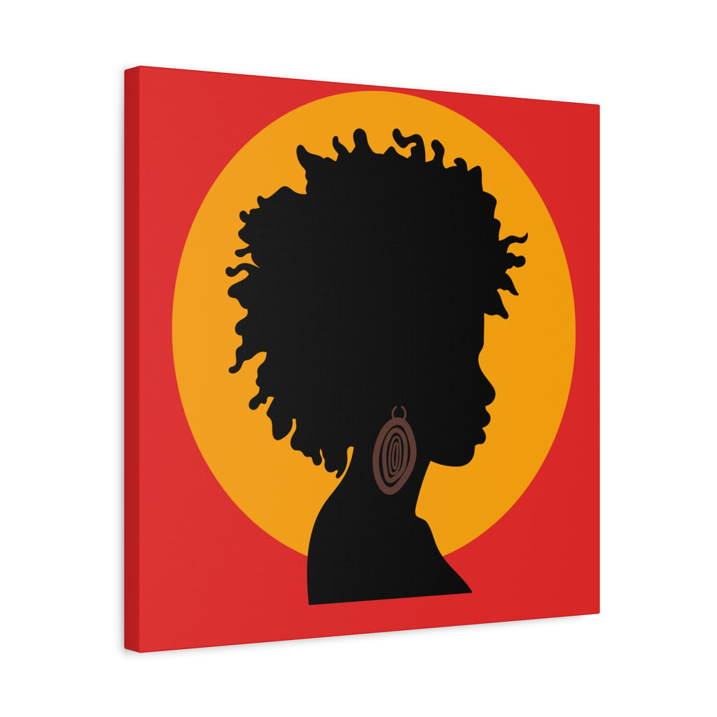 Black Woman Profile with Afro & Earring - Canvas Art