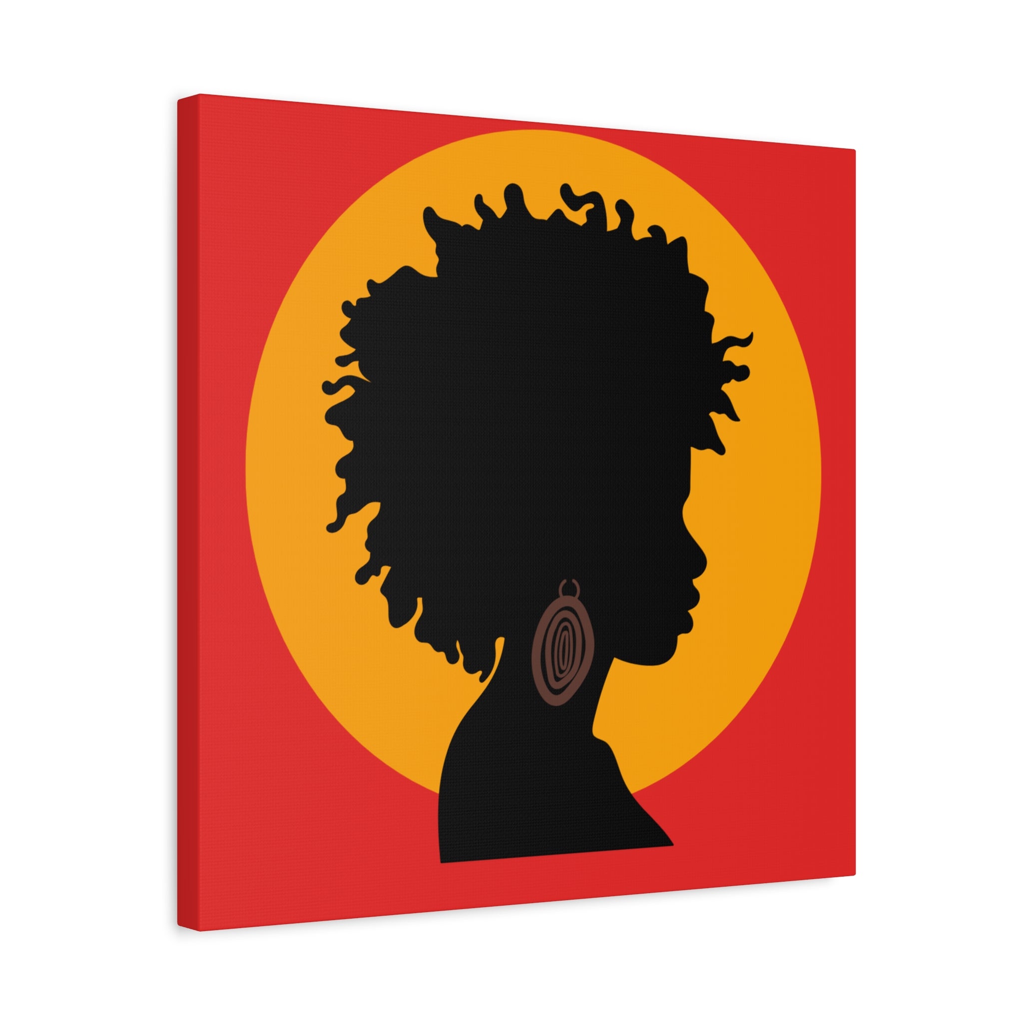 Black Woman Profile with Afro & Earring - Canvas Art